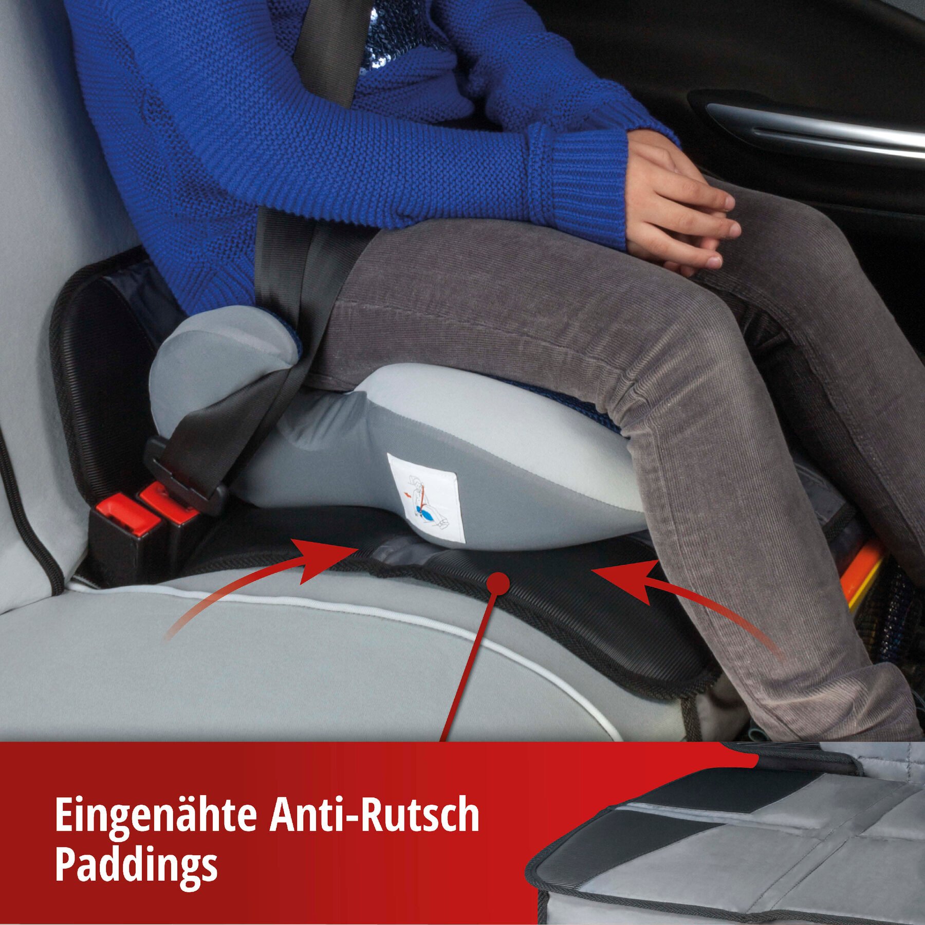 Kindersitzunterlage Tidy Fred, Auto-Schutzunterlage, Sitzschoner Kindersitz grau/schwarz