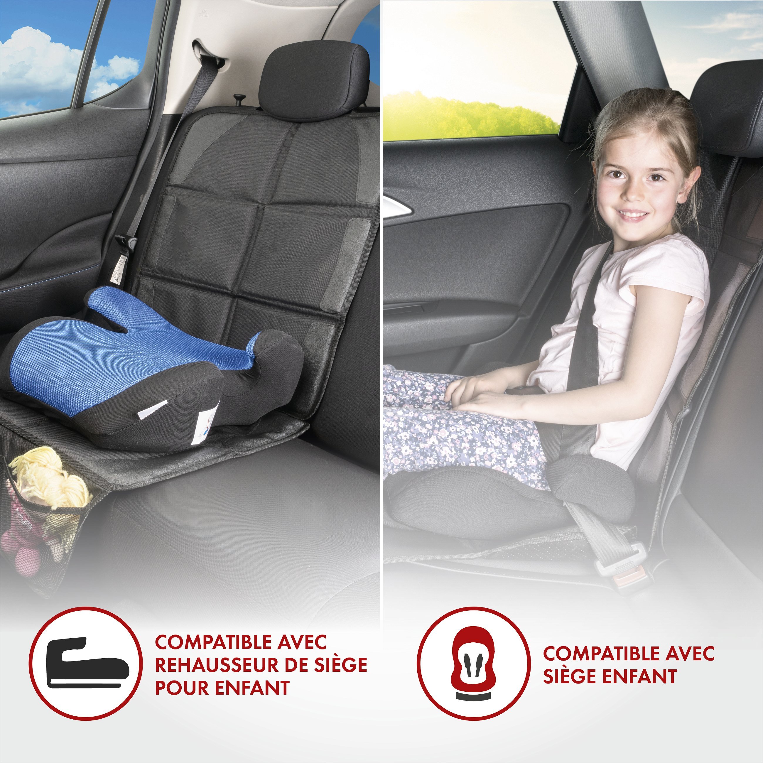 Coussin pour siège enfant George Premium XL, tapis de protection pour siège enfant noir