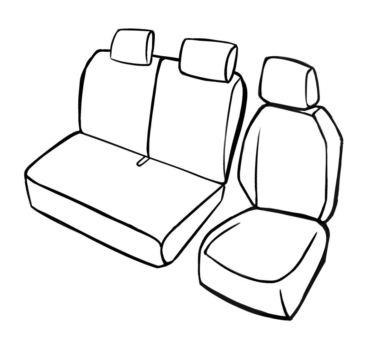 Premium Seat Cover for Fiat Doblo 02/2010-Today, 1 single seat cover front, 1 double bench cover