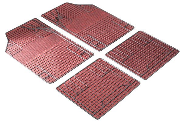 Tapis en caoutchouc New Style rouge noir, coupé à la taille