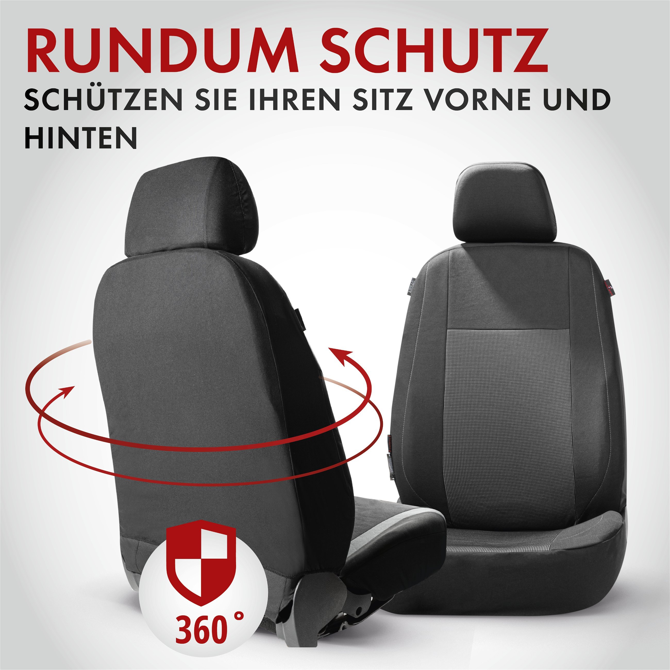 Autositzbezug ZIPP-IT Premium Ardwell, PKW-Schonbezüge Komplettset mit Reißverschluss-System schwarz/grau