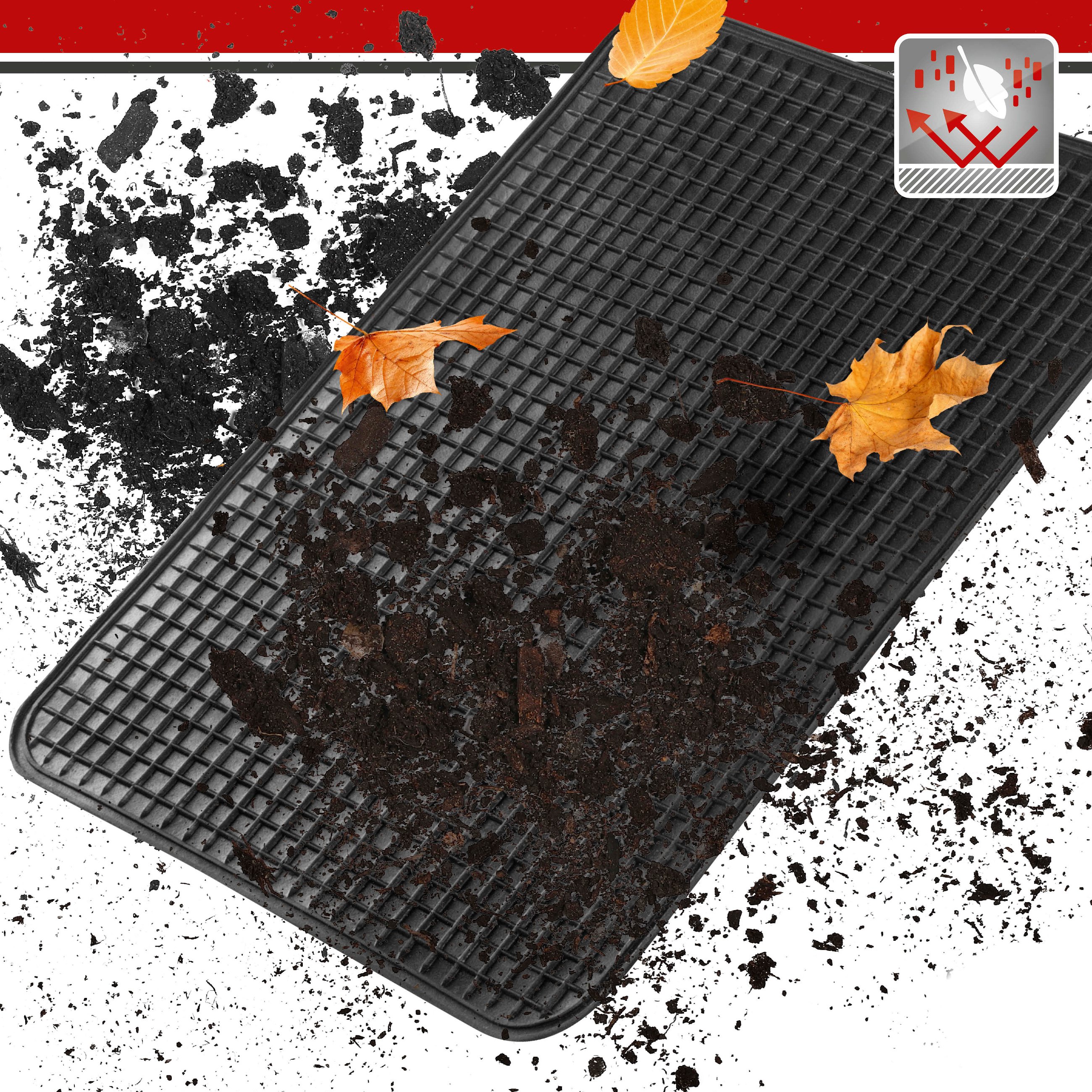 Tapis en caoutchouc rectangle env. 51x34 cm noir