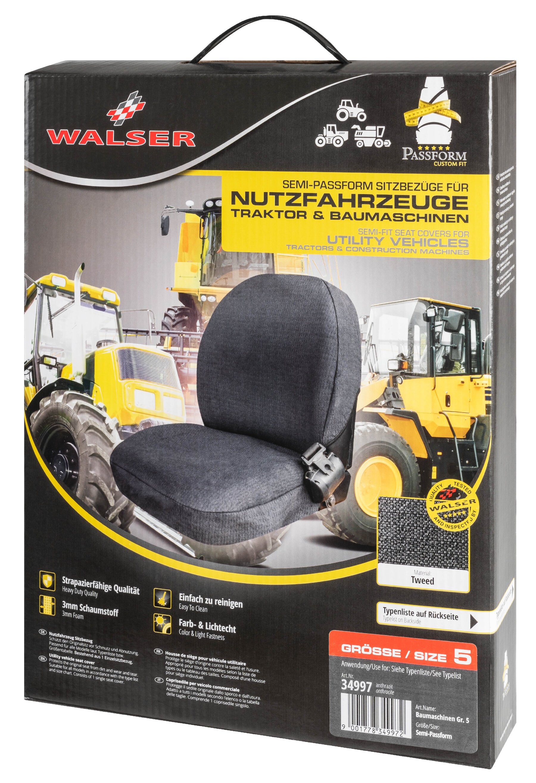 Semi-fit Seat cover for tractors and construction machinery - size 5