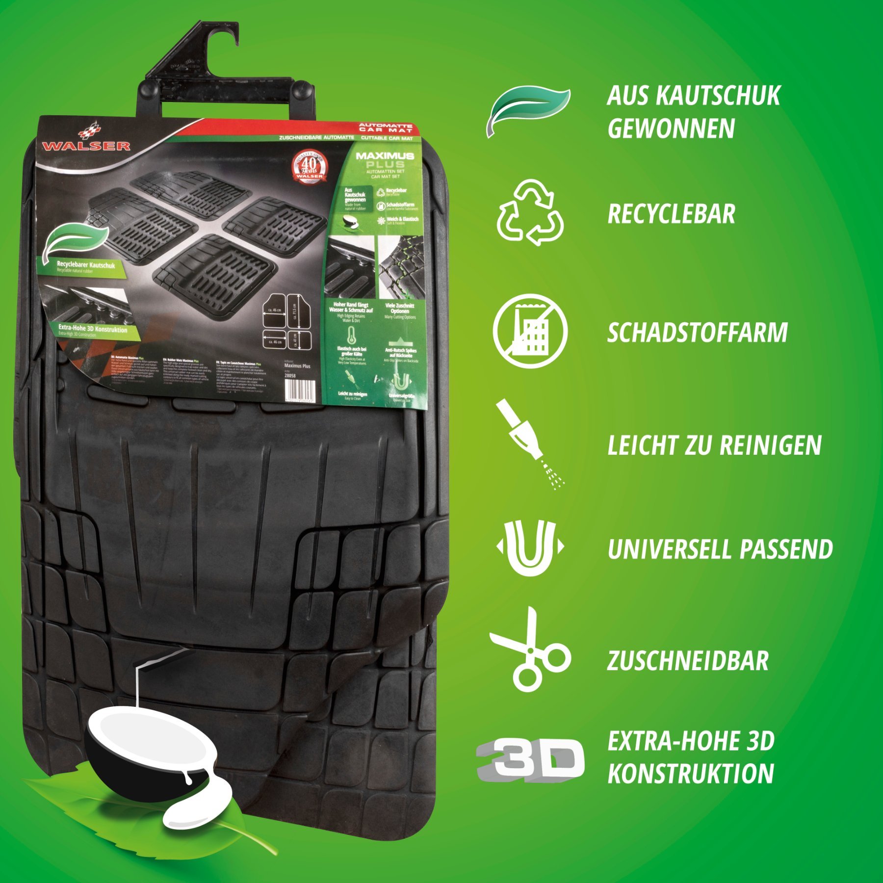 Gummimatte Maximus Plus, zuschneidbares Automatten-Set schwarz