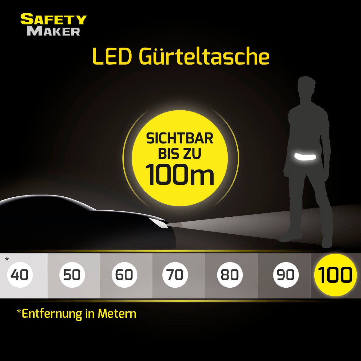 LED Gürteltasche schwarz rot