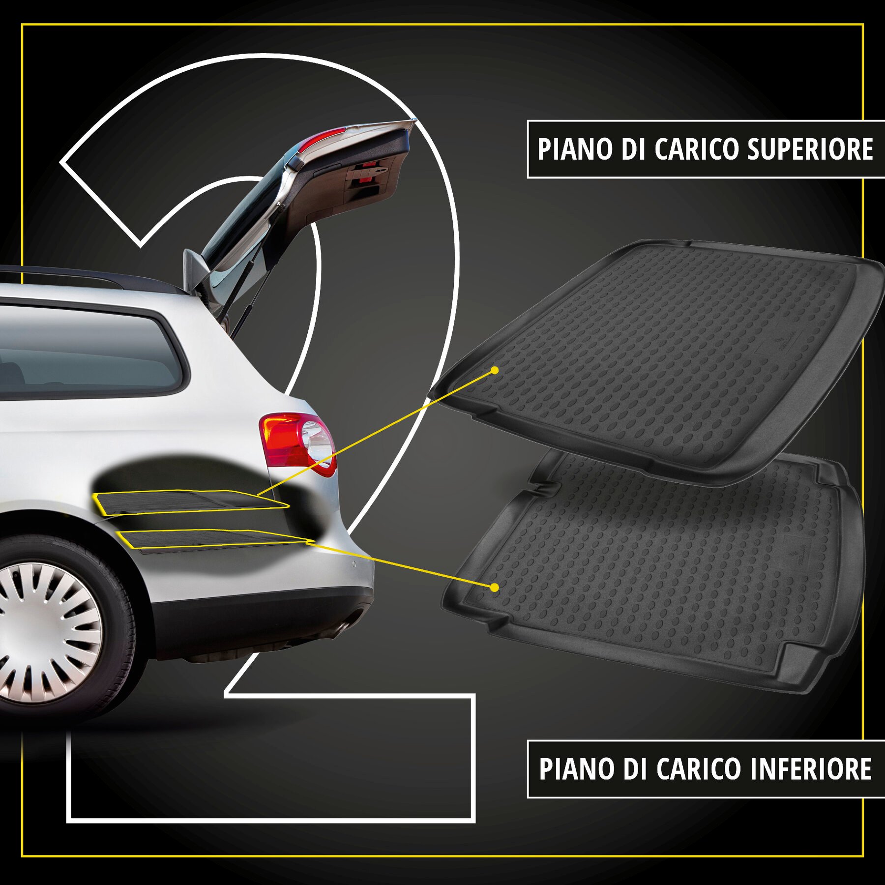 Vasca baule su misura XTR per VW Up, piano di carico inferiore, 2011-Oggi