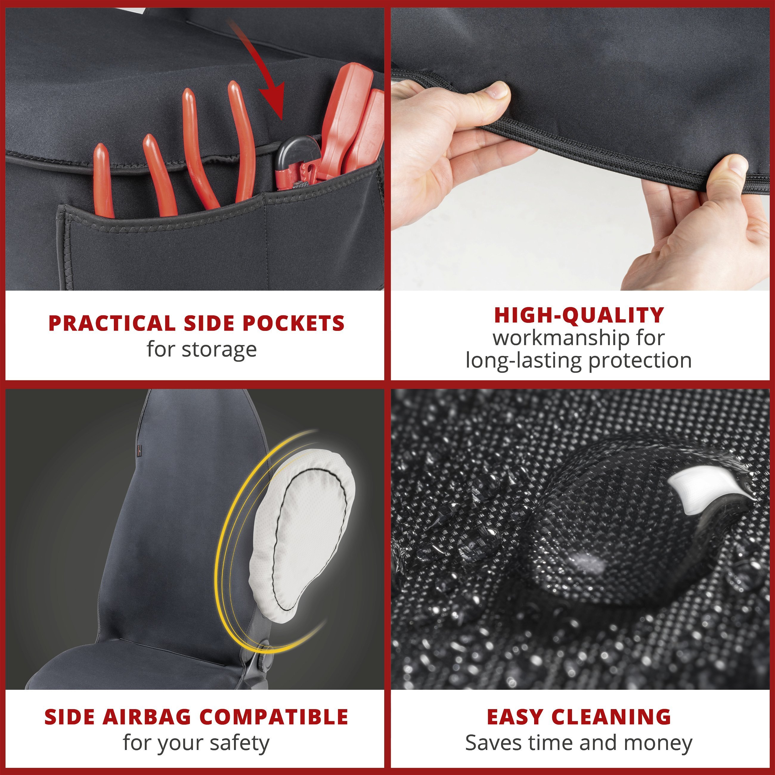 Car seat cover neoprene, car seat protector front seat waterproof, robust universal protective cover and protective pad car/truck