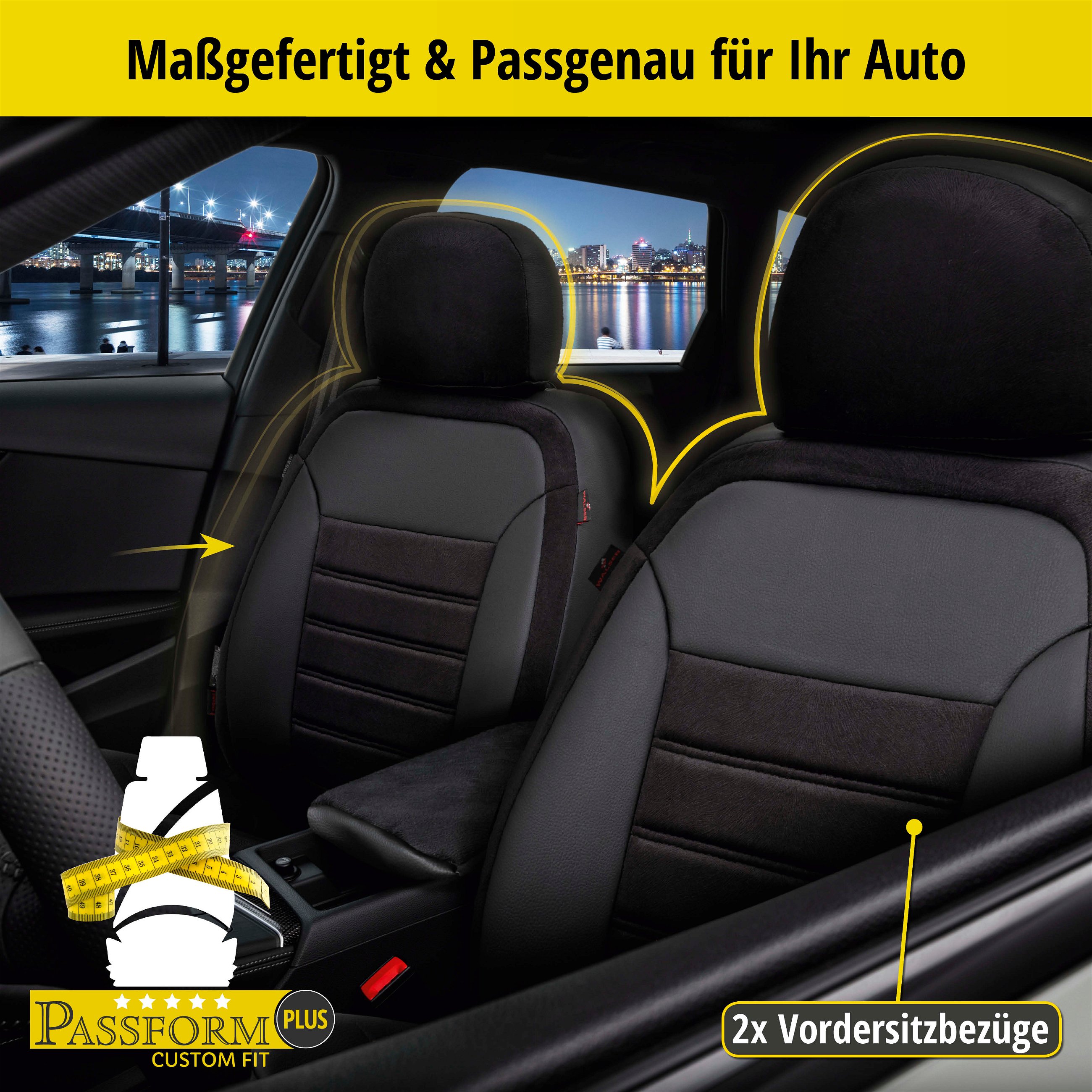 Passform Sitzbezug Bari für VW Caddy IV Kombi (SAB, SAJ) 05/2015-Heute, 2 Einzelsitzbezüge für Normalsitze