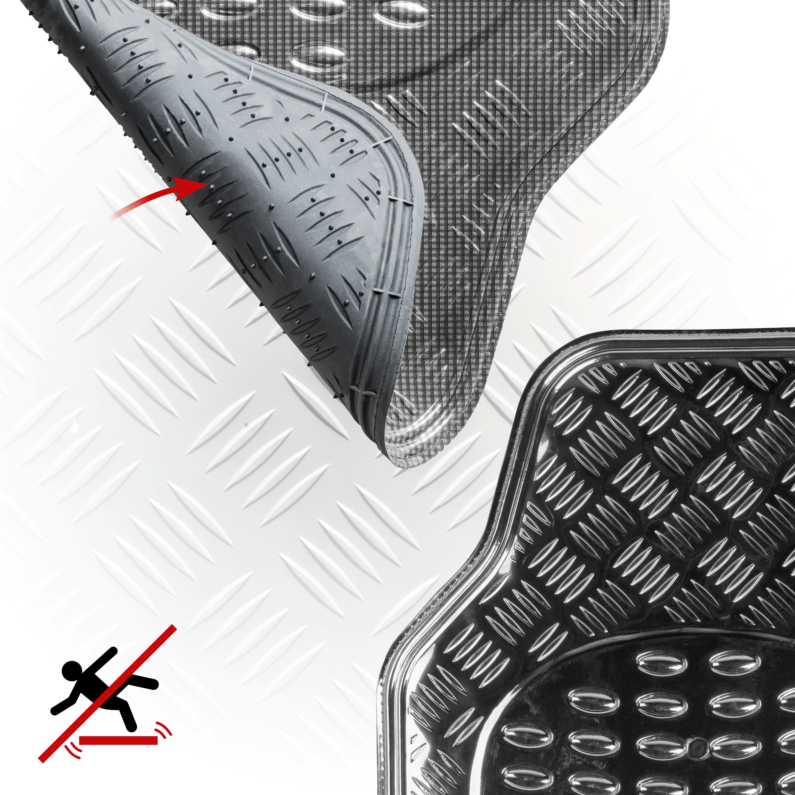 Rubbermatten, universele auto mat metallic beschermmat zilver, op maat gesneden vuilvangmat