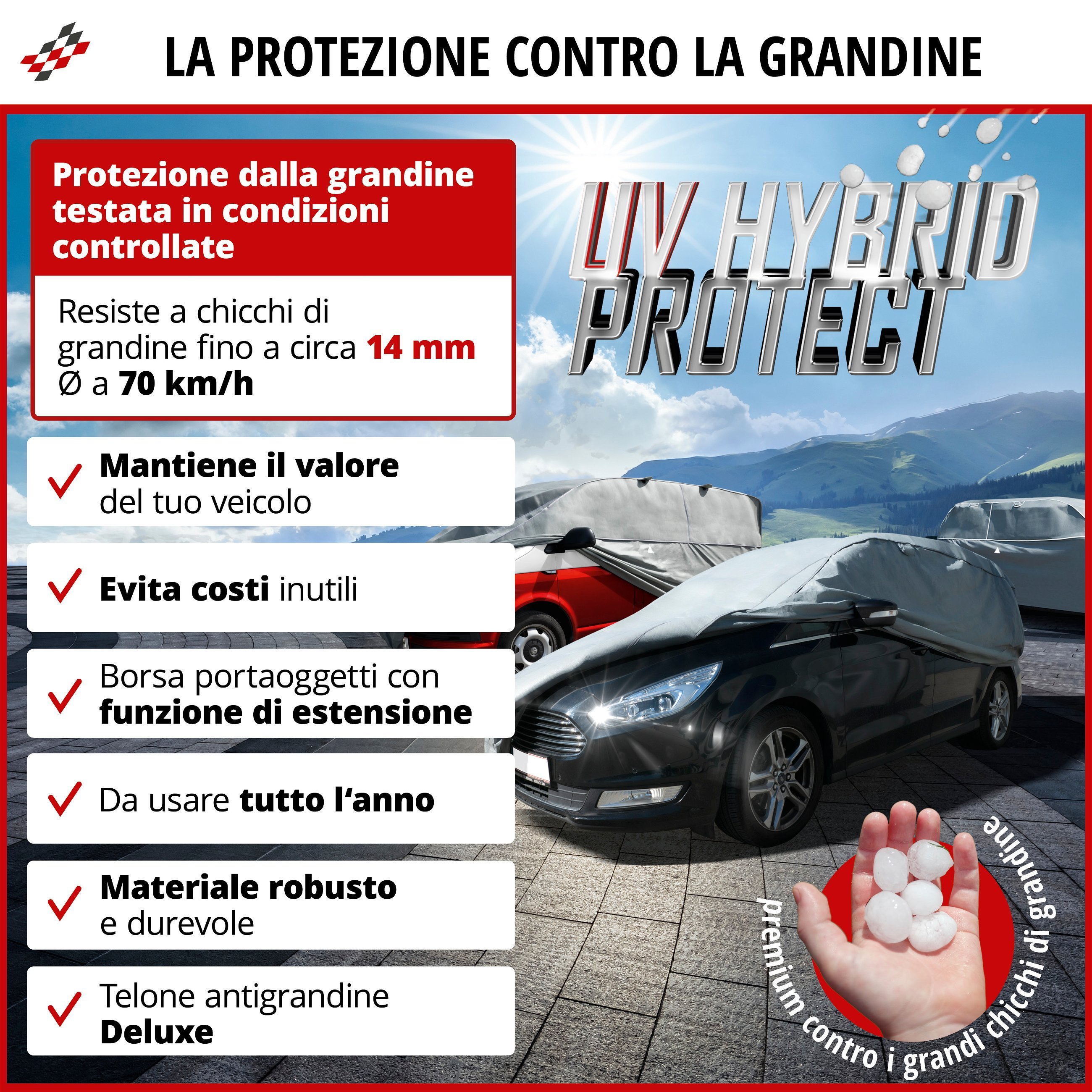 Telo Copriauto antigrandine Hybrid UV Protect SUV misura L