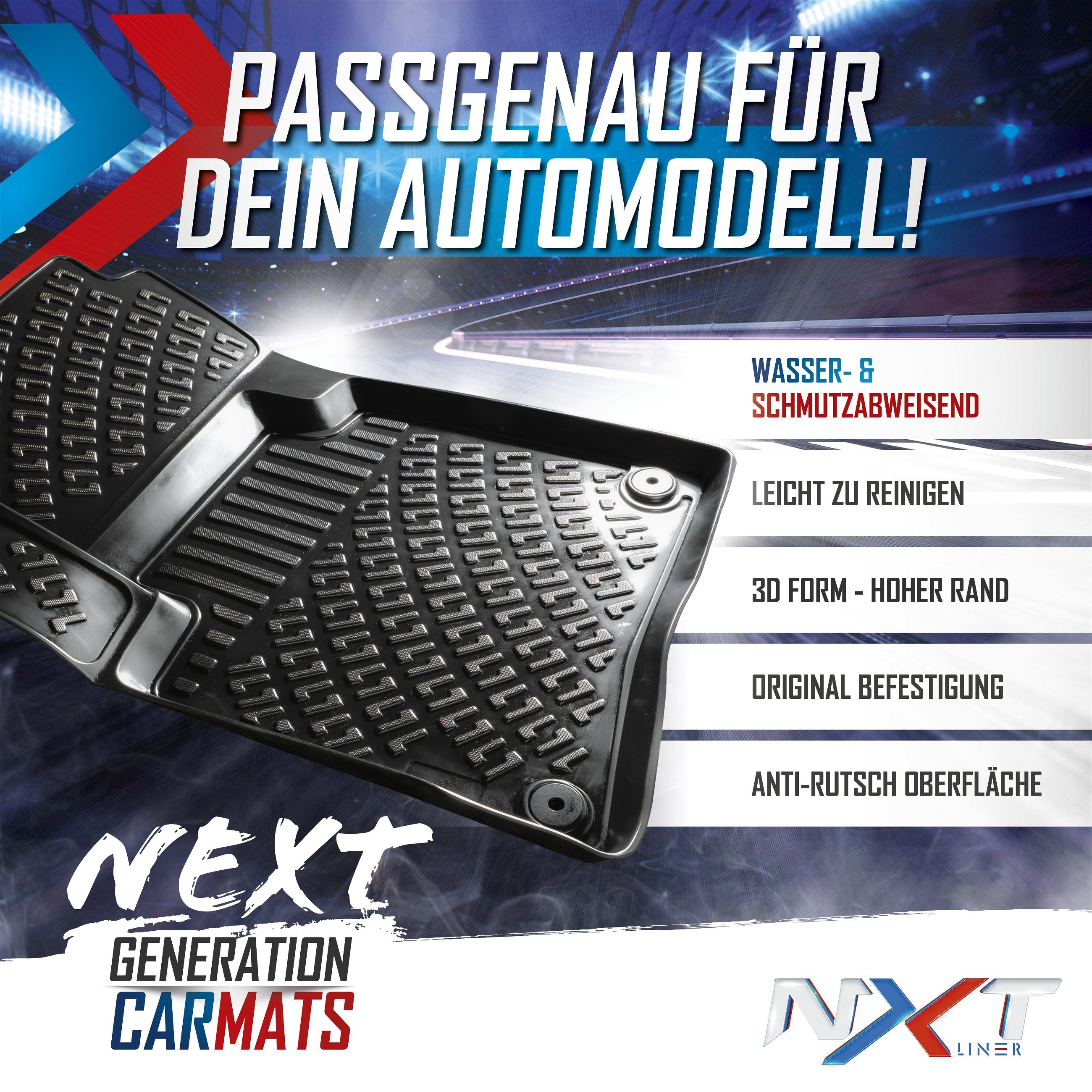 Gummimatten NXT für Audi A4 B8 (8K2) 08/2007-09/2016, A4 B8 Avant (8K5) 11/2007-12/2015, A4 Allroad B8 (8KH) 04/2009-05/2016