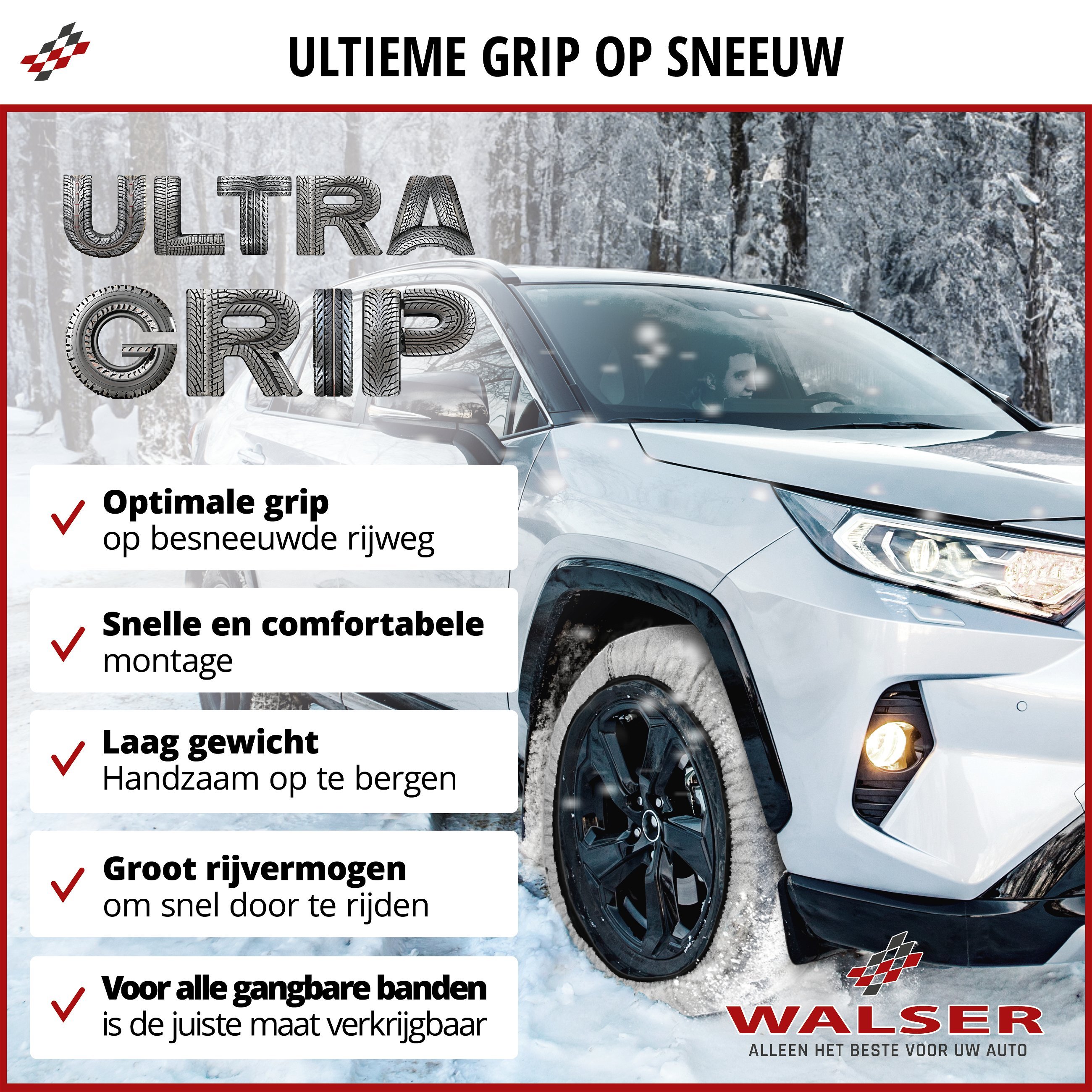 Premium Sneeuwkettingen Alternatief Ultra Grip S, Textiel Sneeuwkettingen, Sneeuwkousen Set van 2 wit
