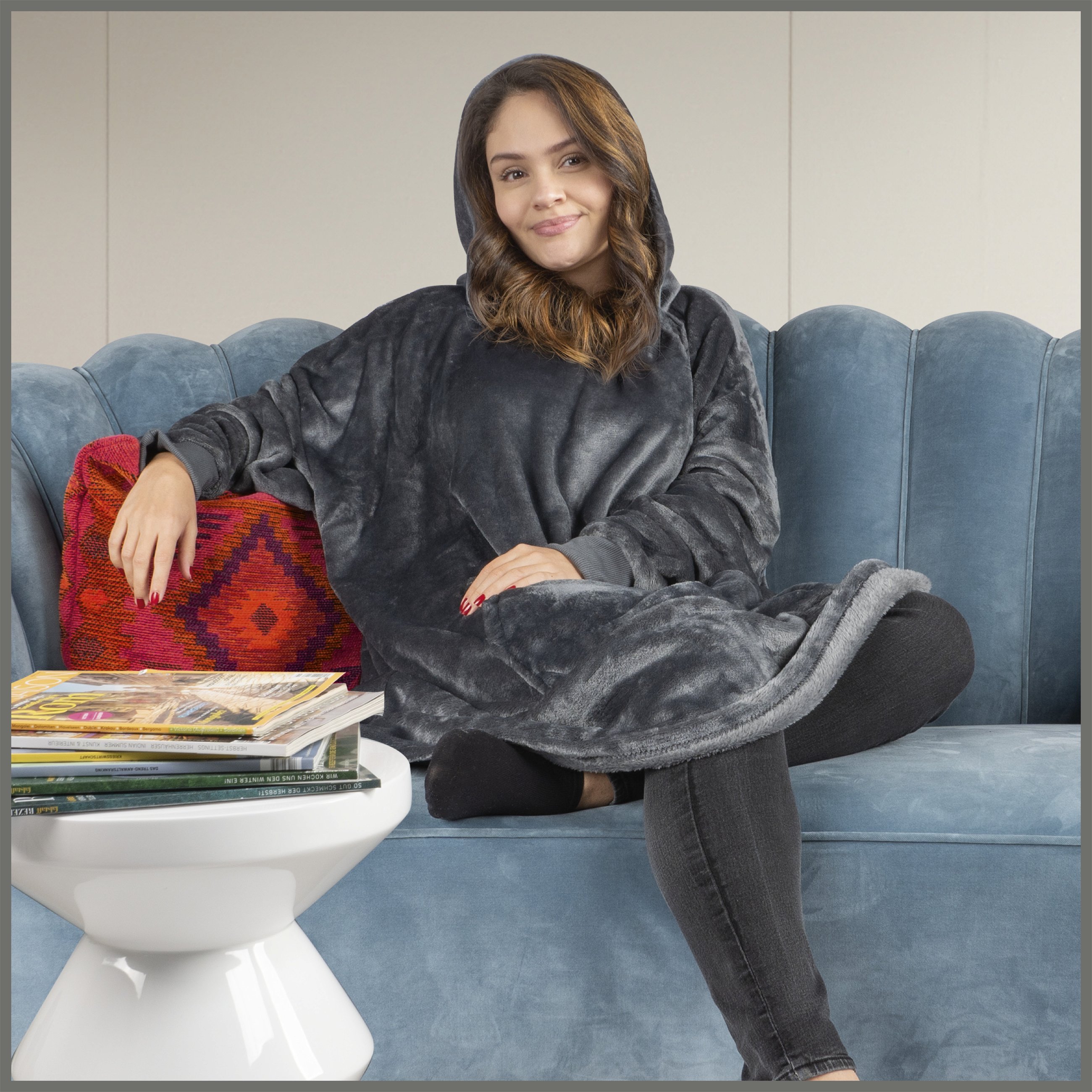 Pull douillet, couverture à capuche Snuggle, sweat à capuche oversize femme, couverture à capuche homme, couverture pull 104x102 cm gris