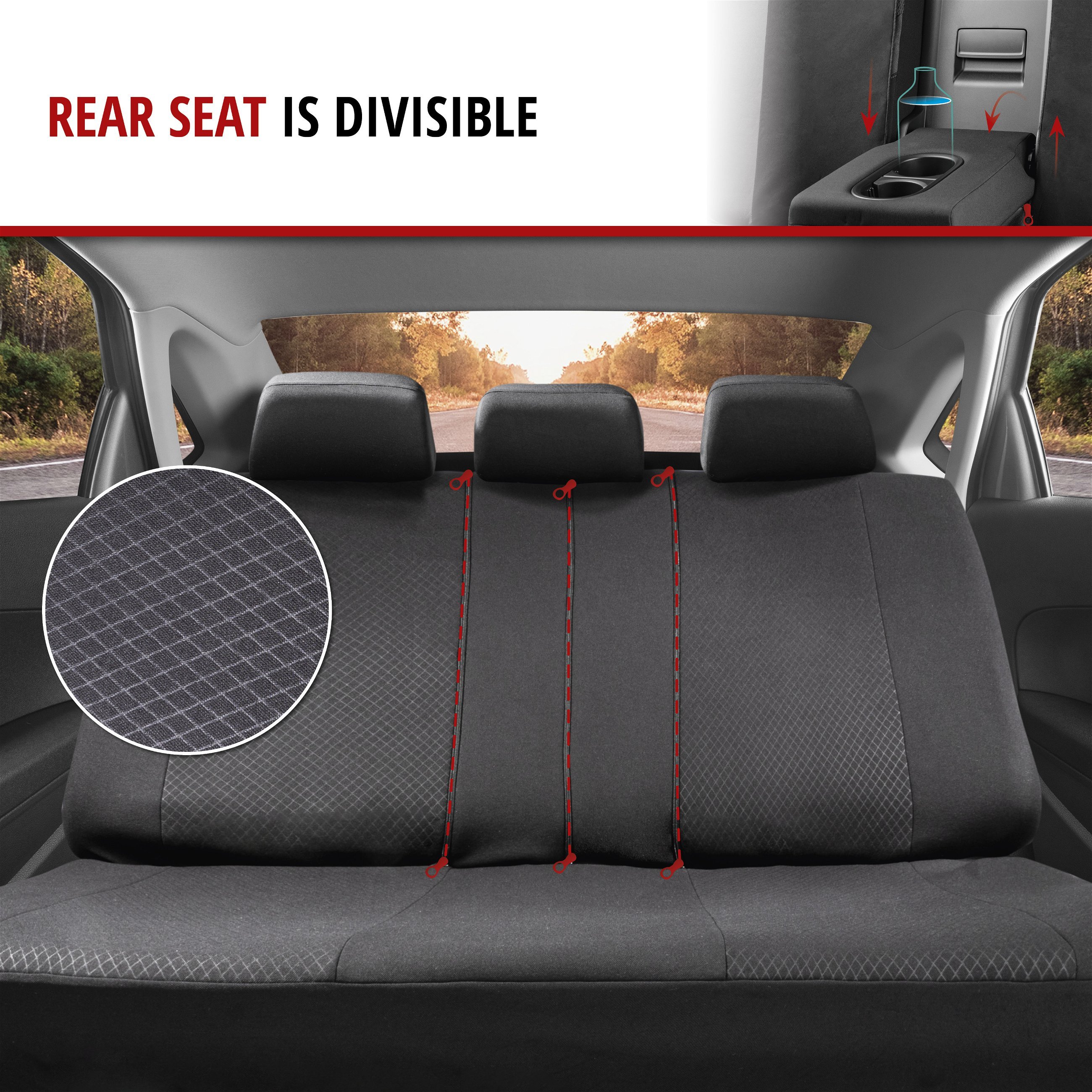ZIPP IT Car seat covers Dundee complete set with zip-system black/grey