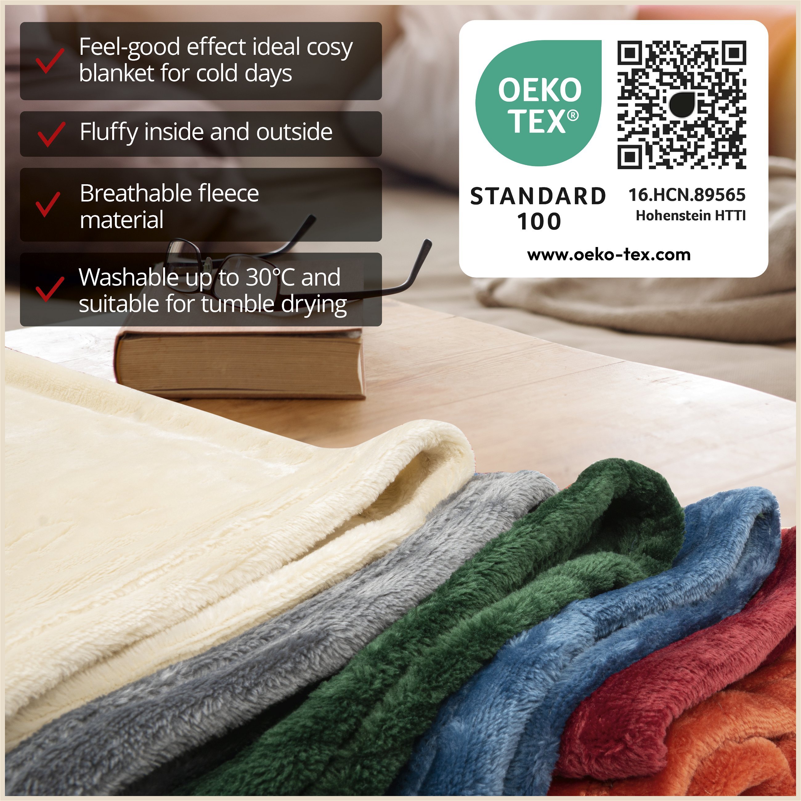 Snuggle fleece blanket with sleeves grey 150x180cm