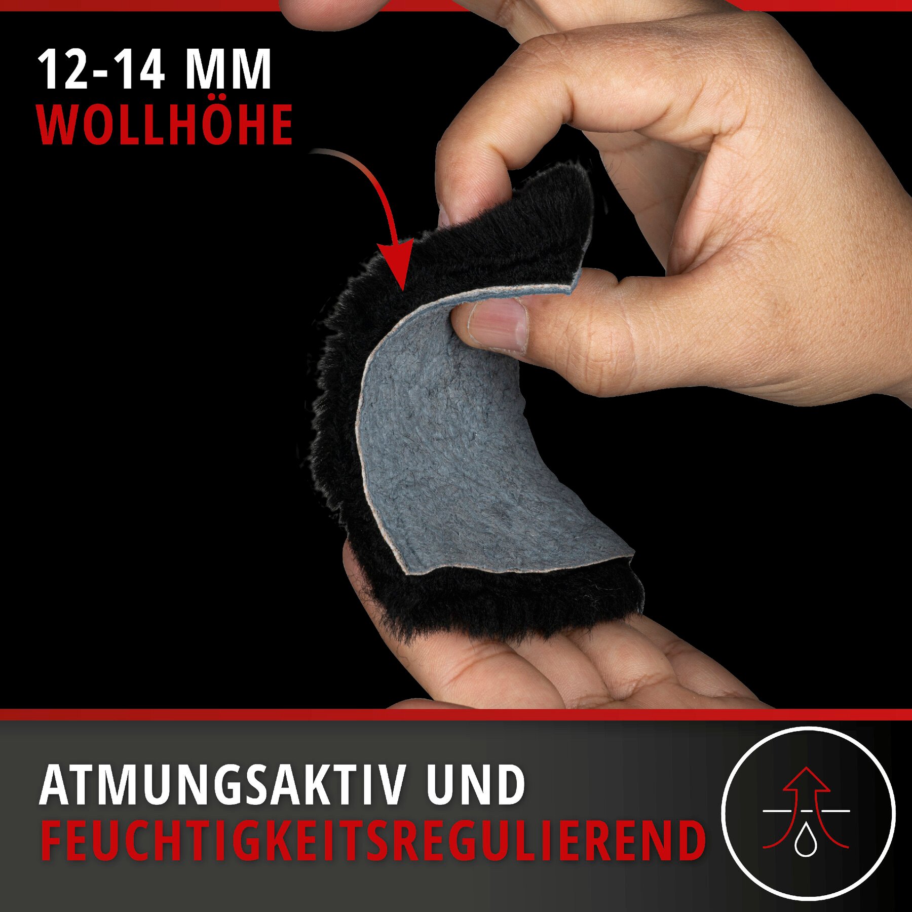 Autositzbezug Iva aus Lammfell, PKW-Schonbezug Einzelsitz, ZIPP-IT Lammfellbezug mit Reißverschluss schwarz