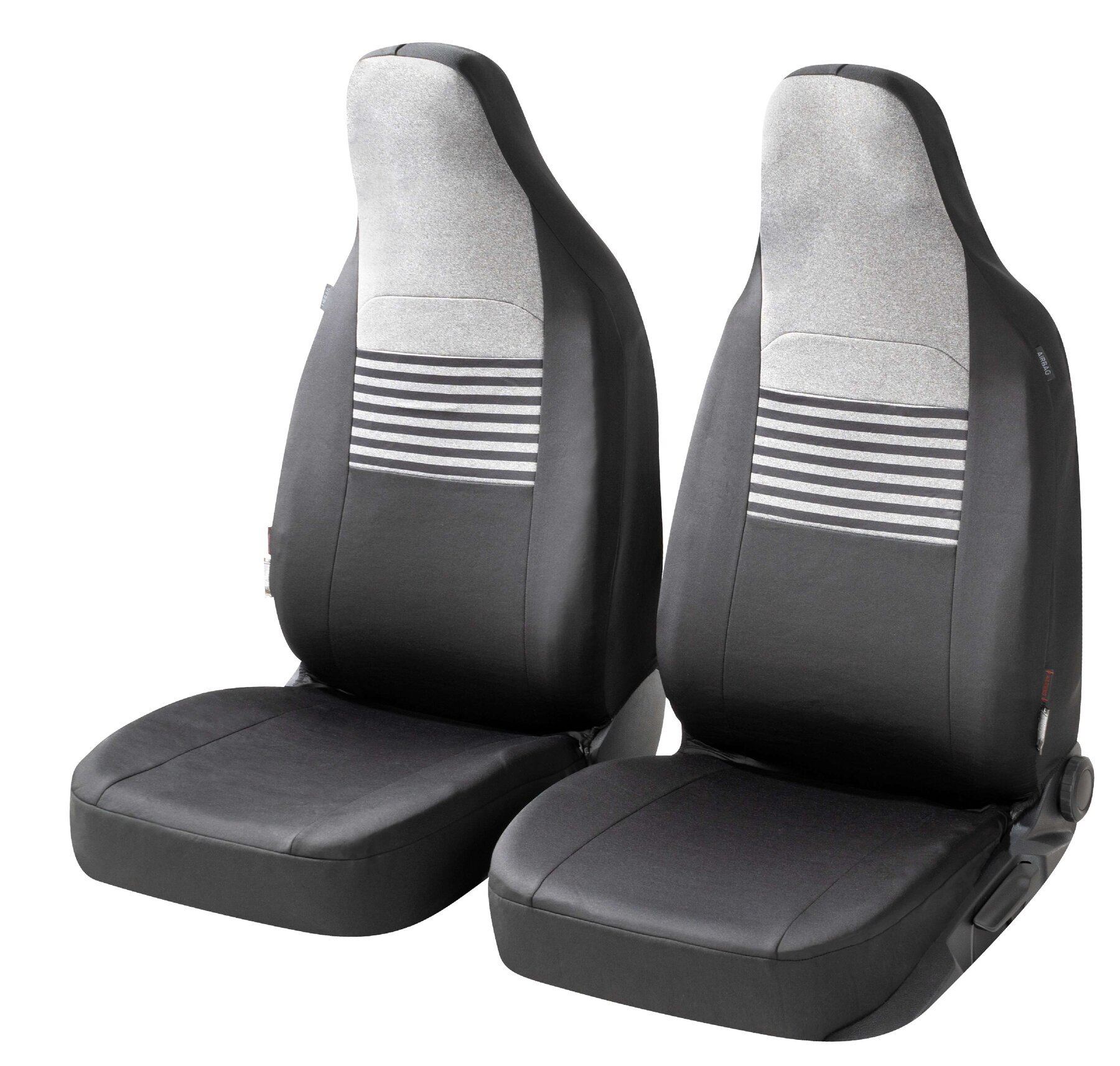 ZIPP IT Premium Coprisedili Gordon per due sedili anteriori con sistema di chiusura lampo nero/grigio
