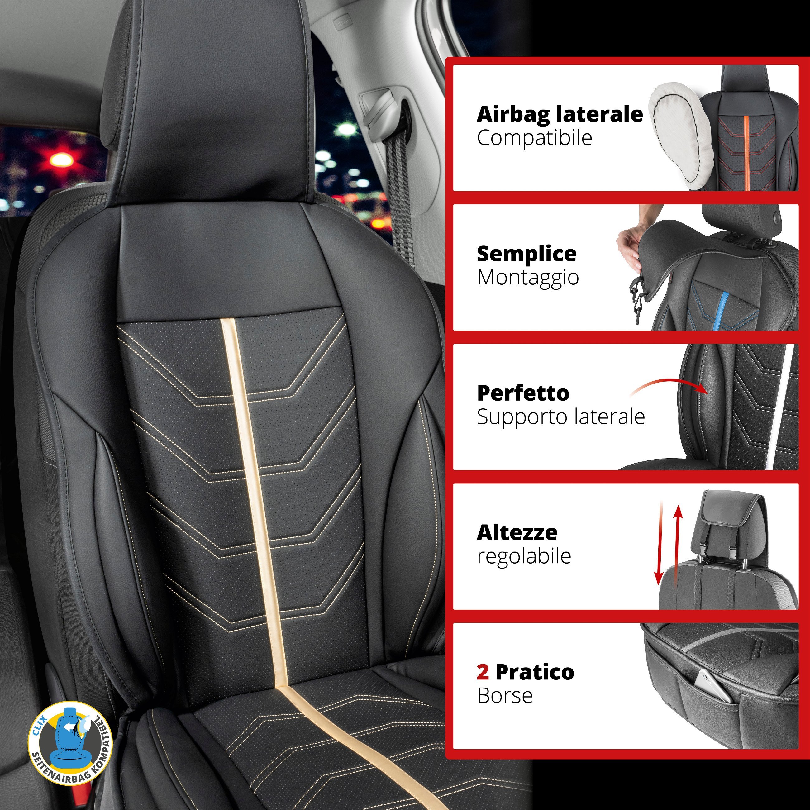 Coprisedili auto Kimi nero/grigio