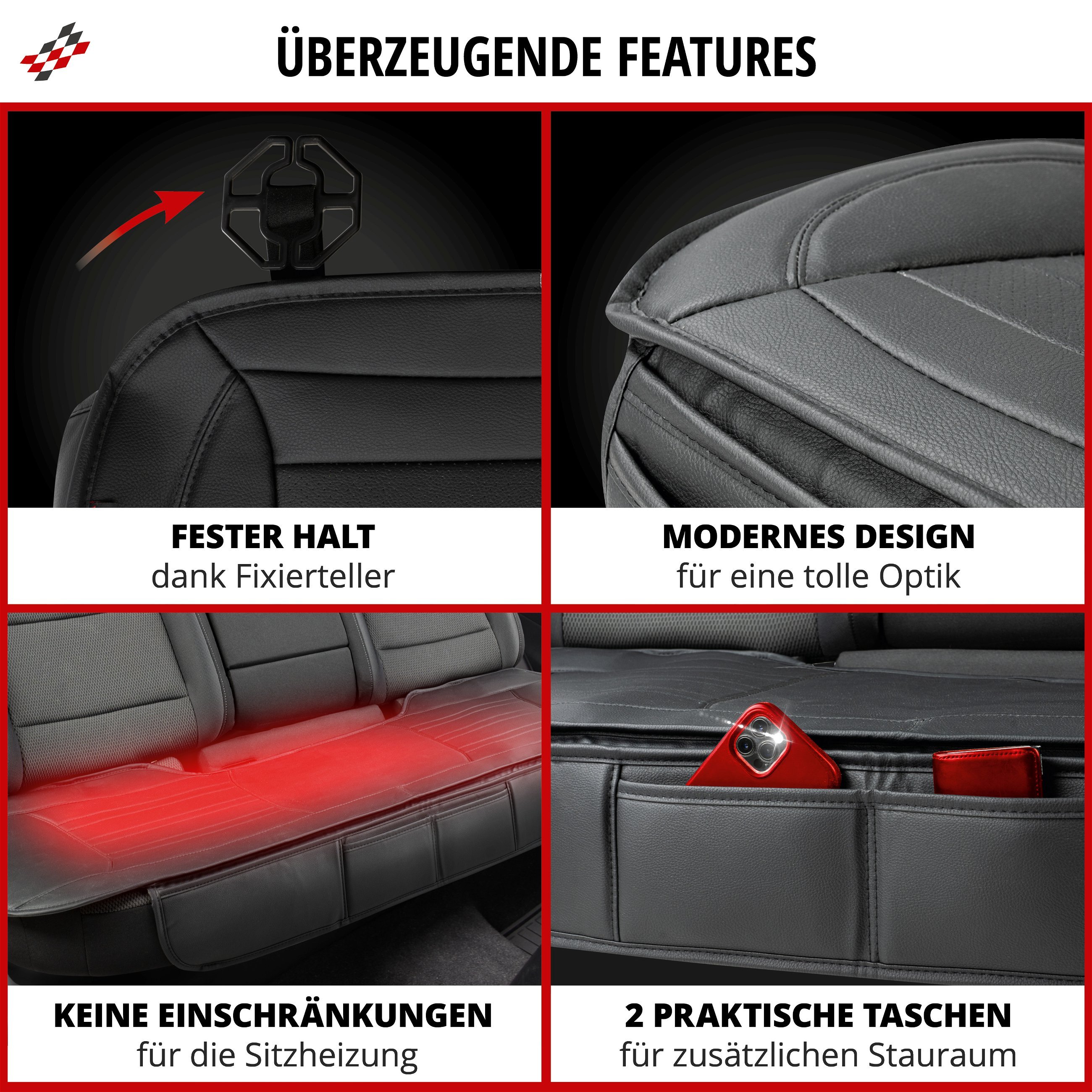 PKW-Sitzaufleger Comfortline Luxor inkl. Anti-Rutsch-Beschichtung, Auto-Sitzauflage  für 1 Vordersitz, PKW-Sitzaufleger Comfortline Luxor inkl.  Anti-Rutsch-Beschichtung, Auto-Sitzauflage für 1 Vordersitz, Sitzauflagen