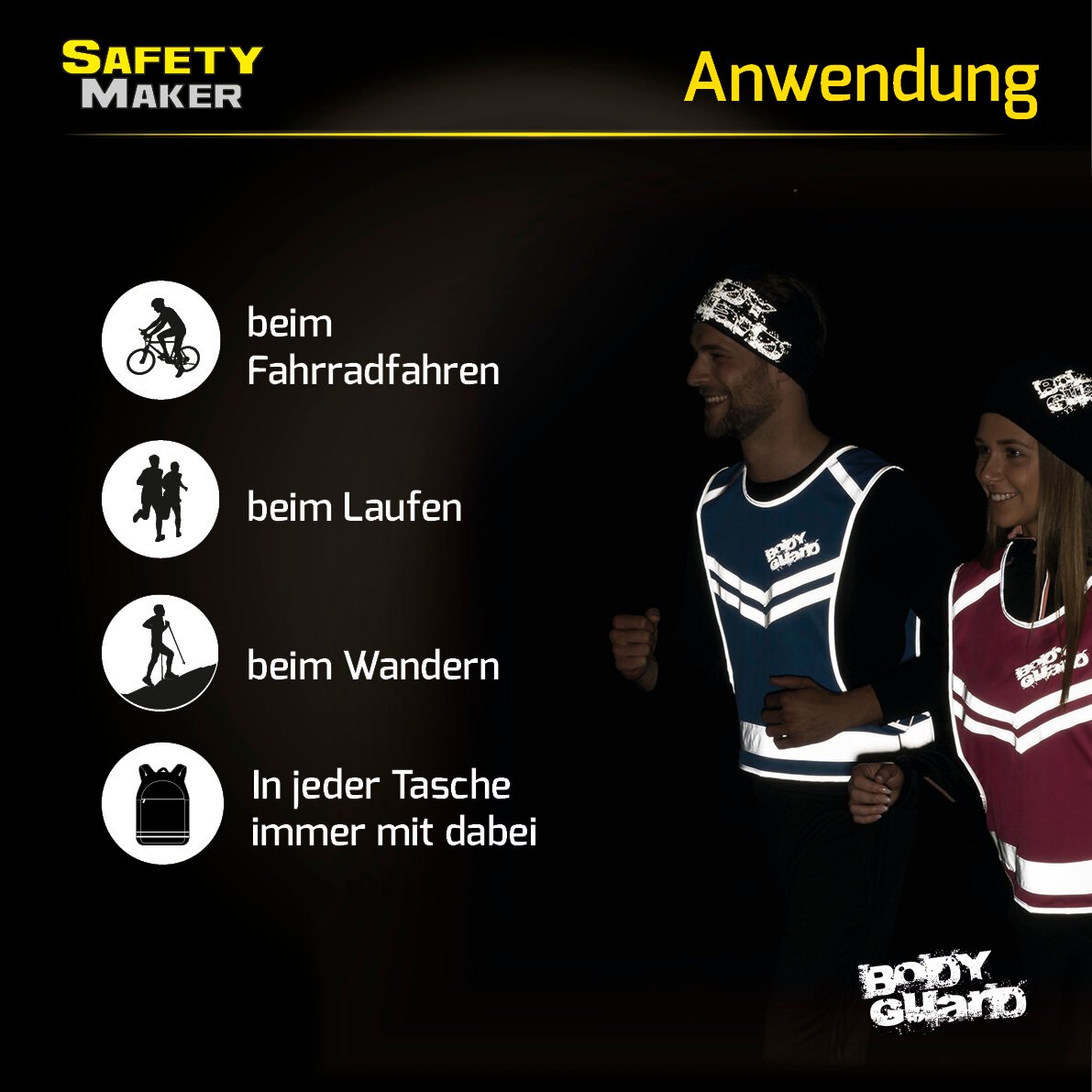 Laufweste mit reflektierenden Streifen pink - Grösse S/M