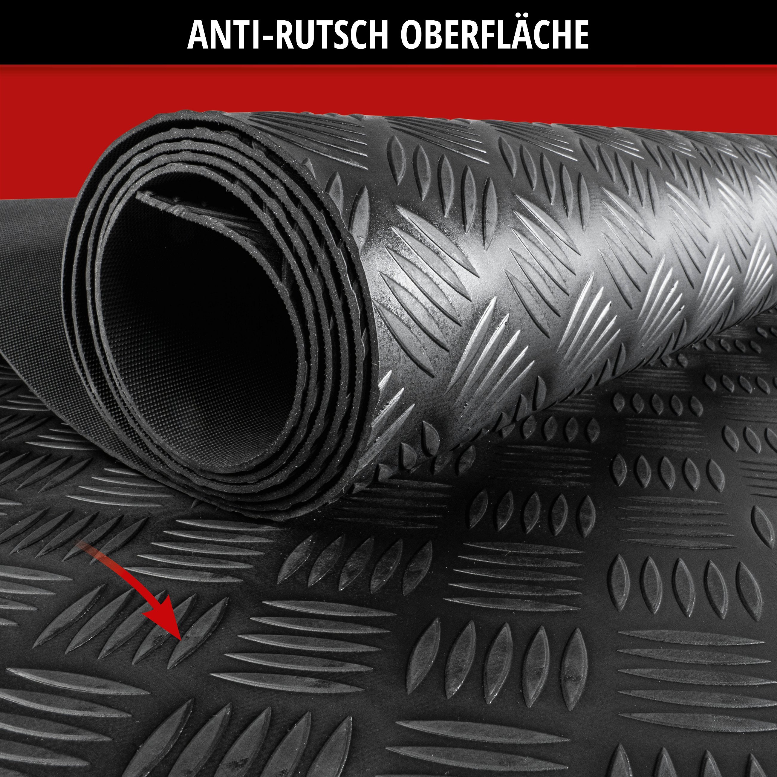 Gummimatte Odin, zuschneidbare Meterware geriffelt 100x200 cm schwarz