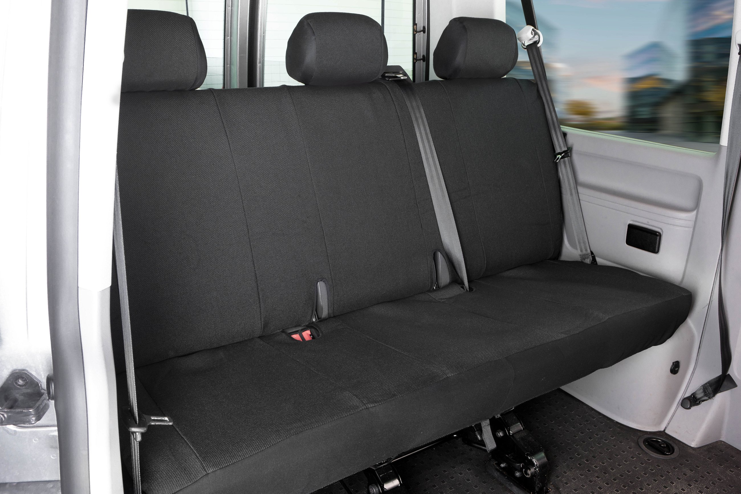 Passform Sitzbezug aus Stoff kompatibel mit VW T5, 3er Bank Pritsche