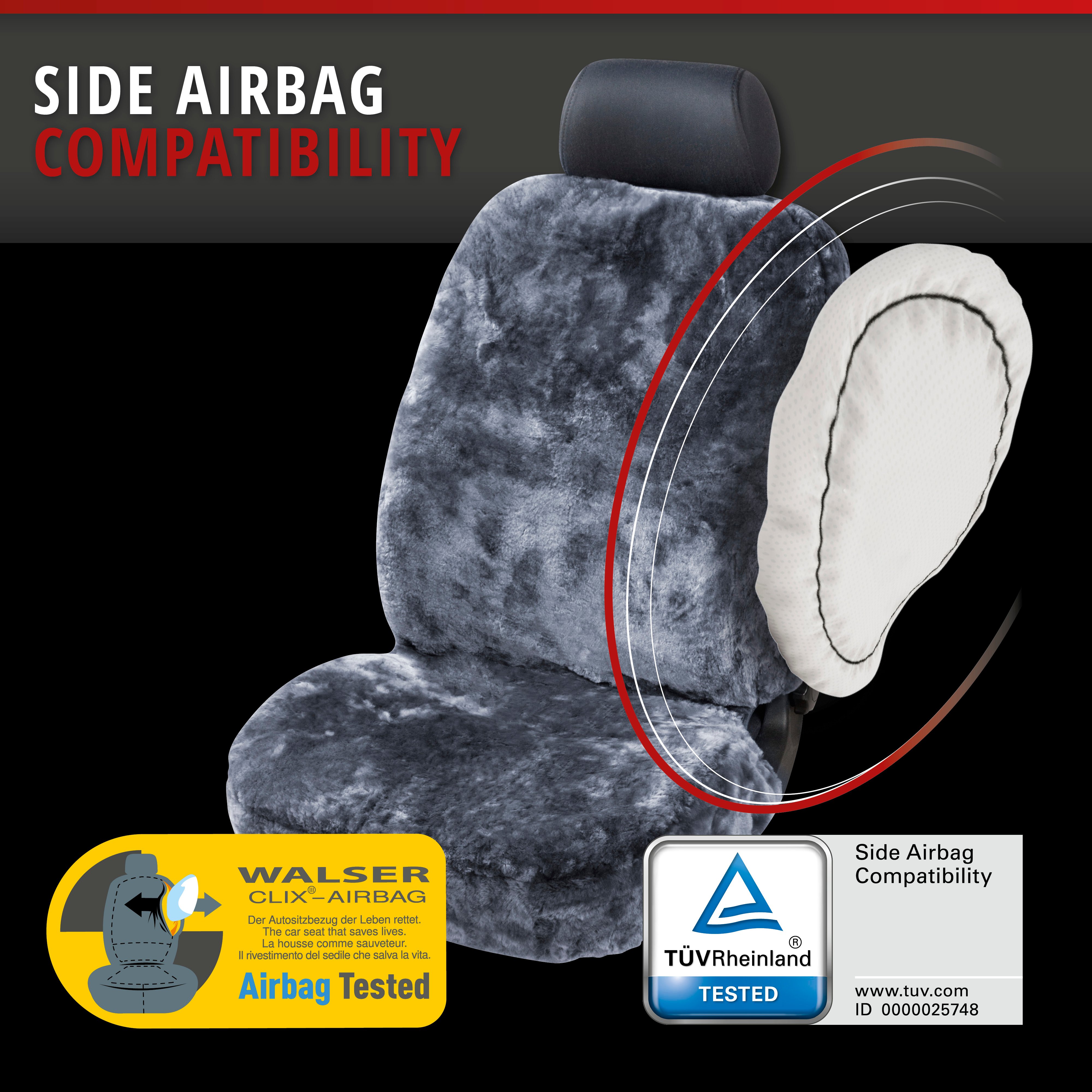 Nineve car Seat cover in lambskin anthracite with ZIPP IT system