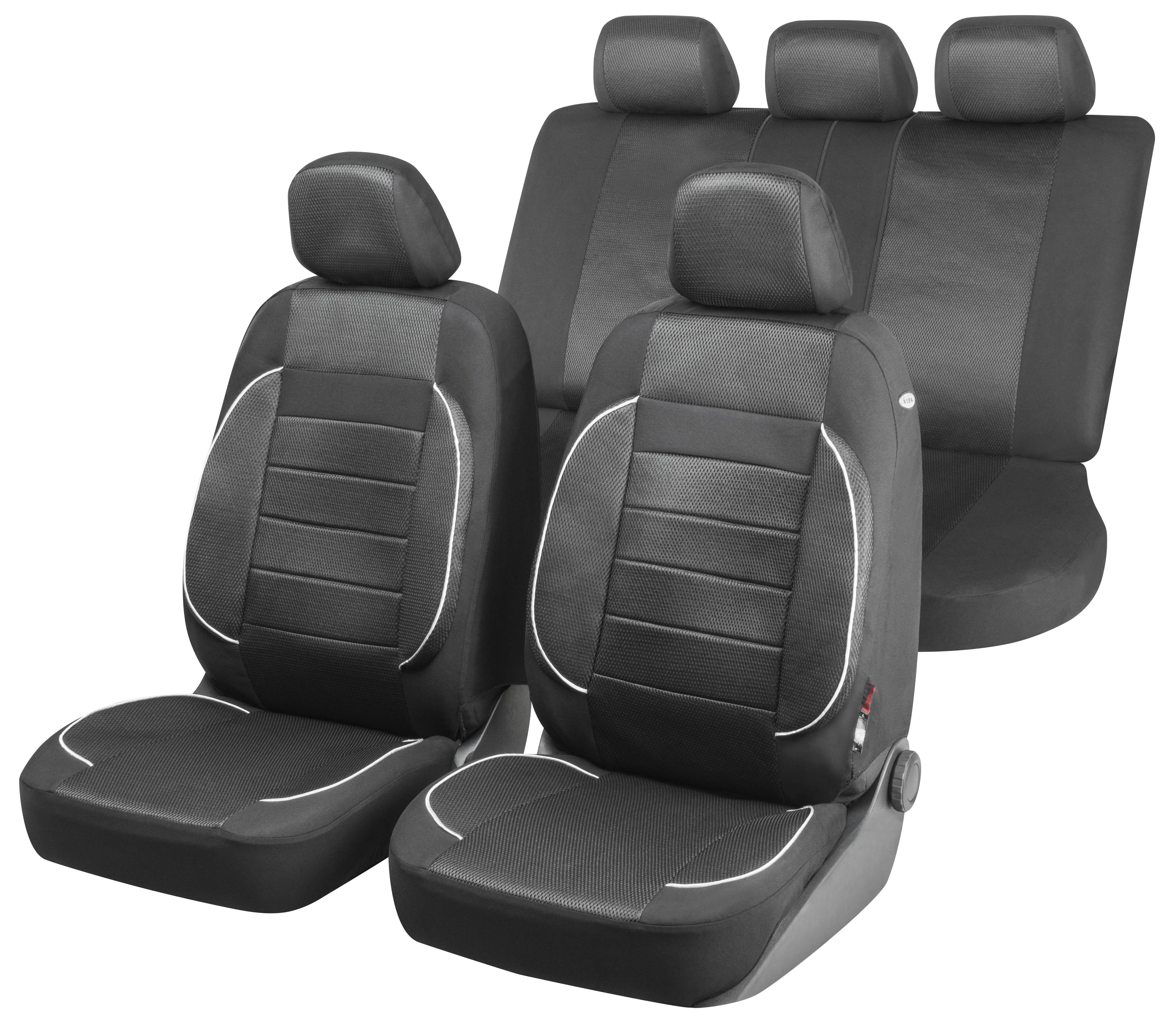 Auto stoelbeschermer Rover met Zipper ZIPP-IT Premium Autostoelhoes, set, 2 stoelbeschermer voor voorstoel, 1 stoelbeschermer voor achterbank zwart