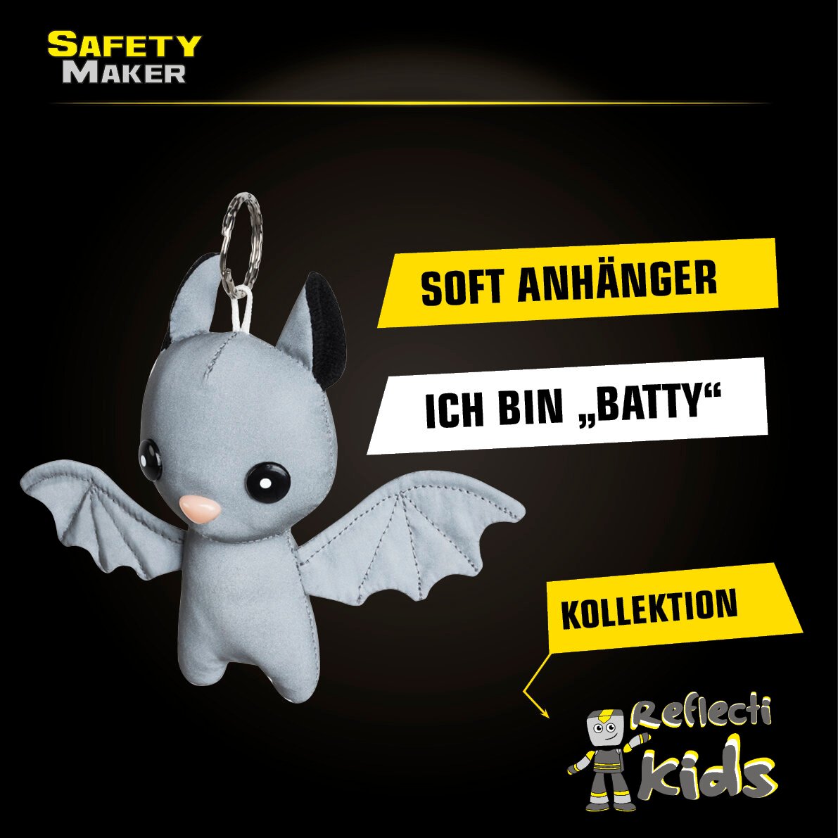 Soft Anhänger Batty aus reflektierendem Material silber