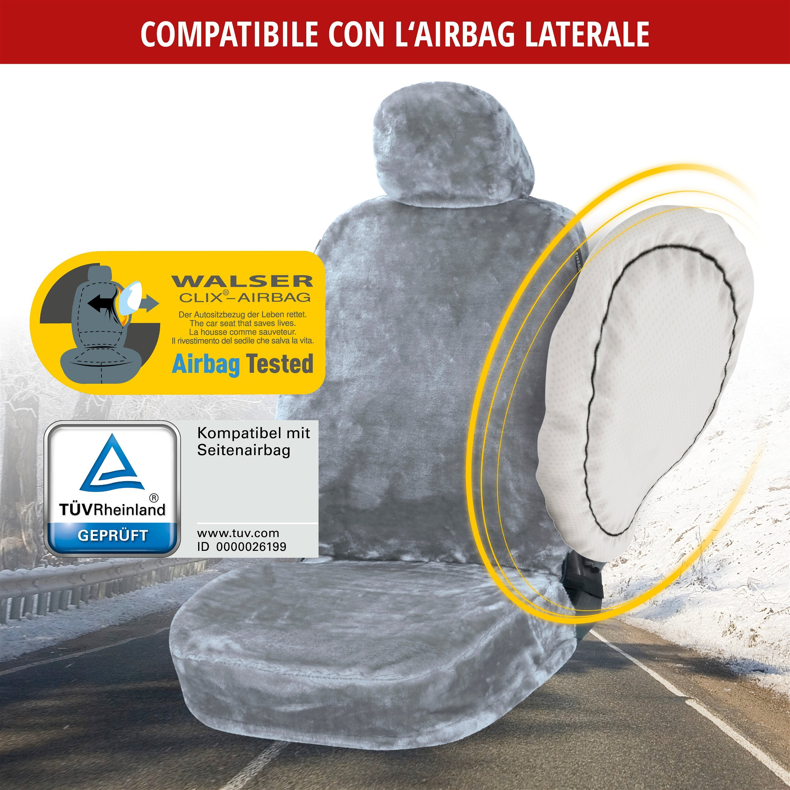 Coprisedili auto Teddy vegano argento
