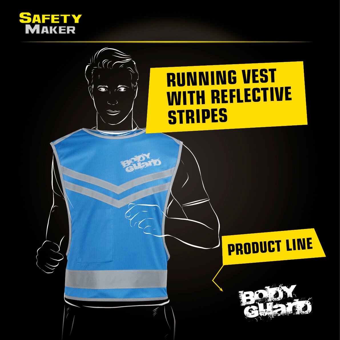 Running waistcoat with reflective design elements L/XL blue