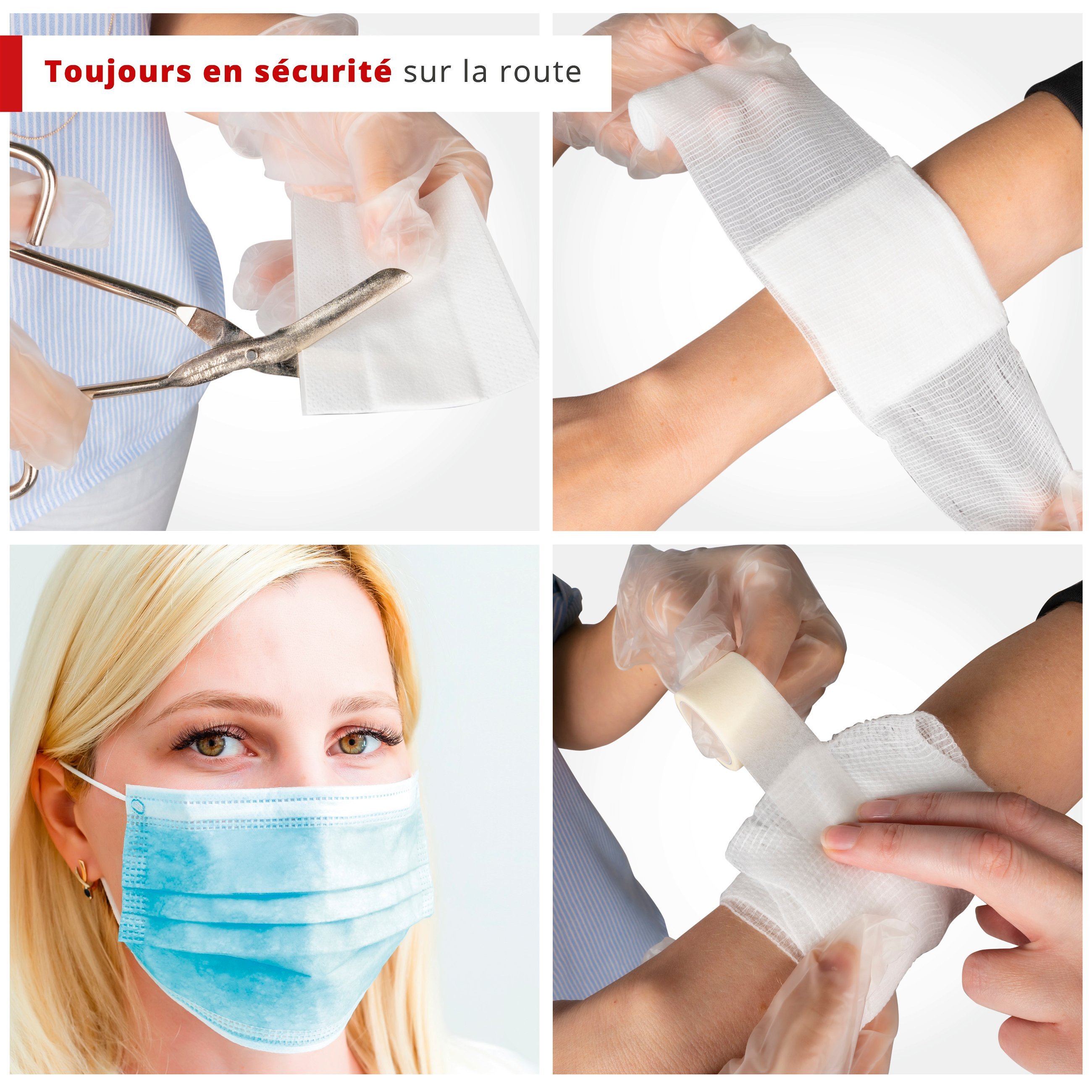 Trousse de secours automobile rouge conforme à la norme DIN 13164:2022, y compris triangle de panne et gilet de sécurité, kit de premiers secours automobile