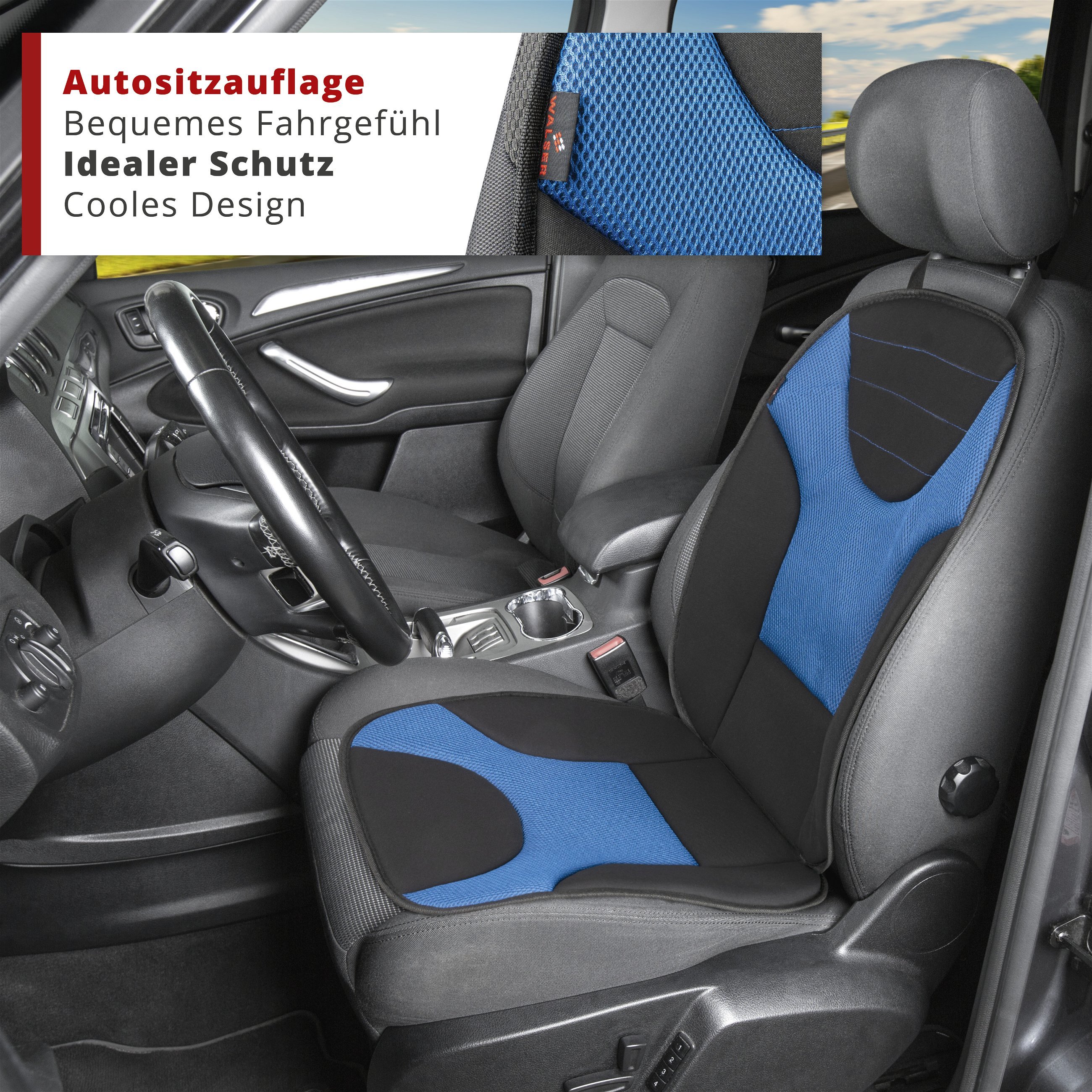 PKW Sitzauflage Grafis, Auto-Sitzaufleger schwarz/blau