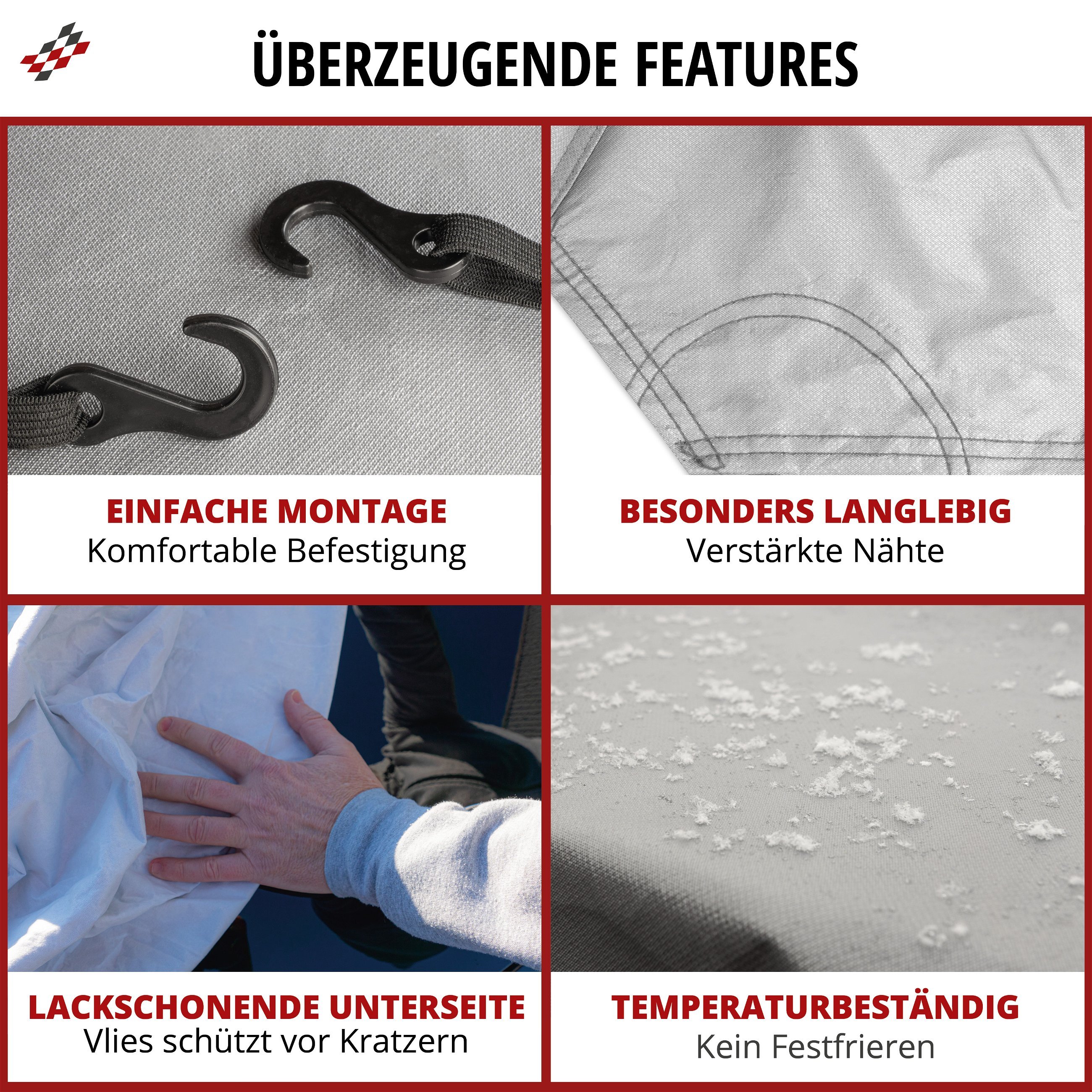 Abdeckplane Auto All Weather Basic, Autoplane Halbgarage Größe XL, Autoabdeckung silber