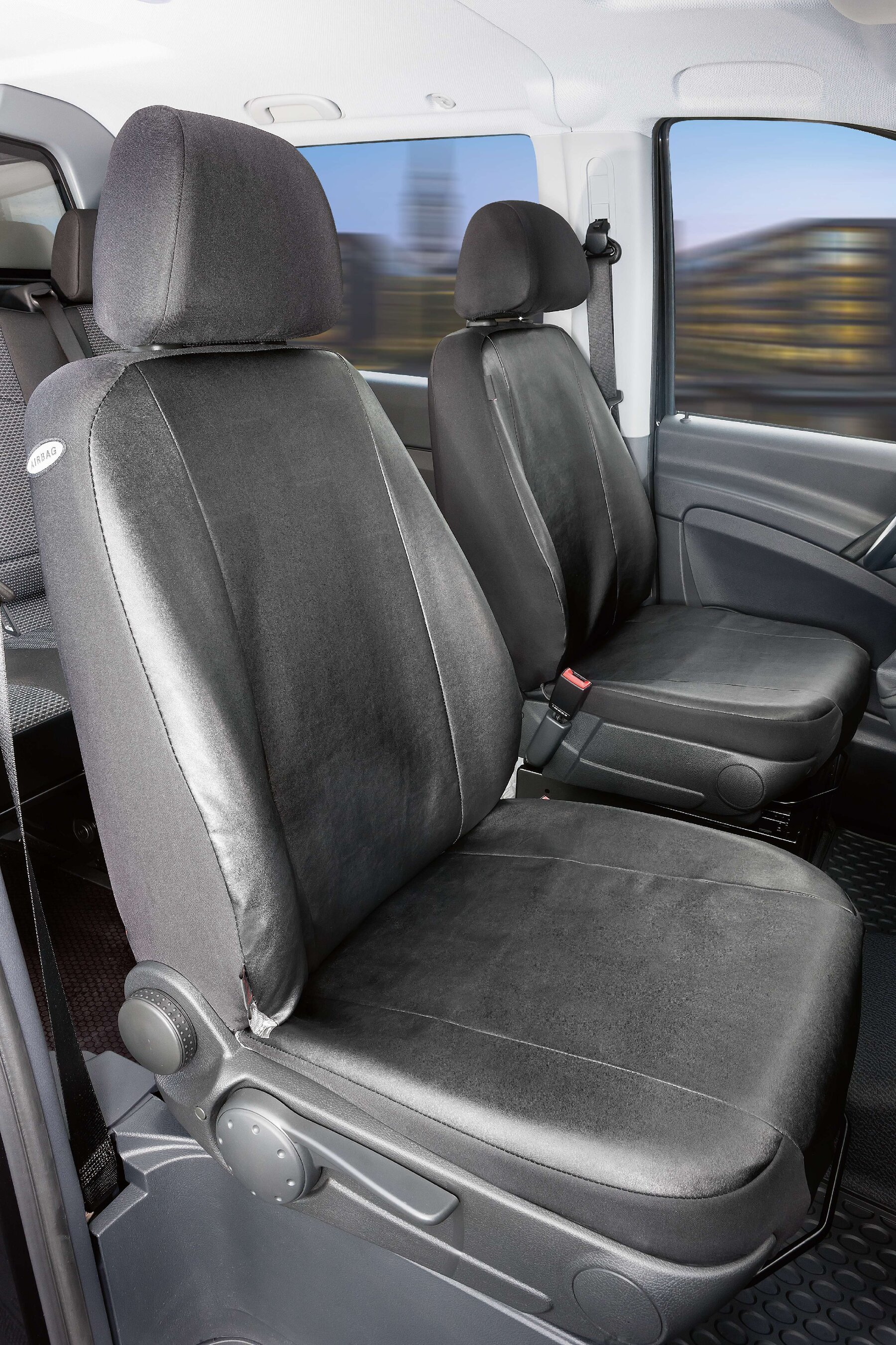 Housse de siège Transporter en simili cuir pour Mercedes-Benz Viano/Vito, 2 sièges simples sans accoudoir