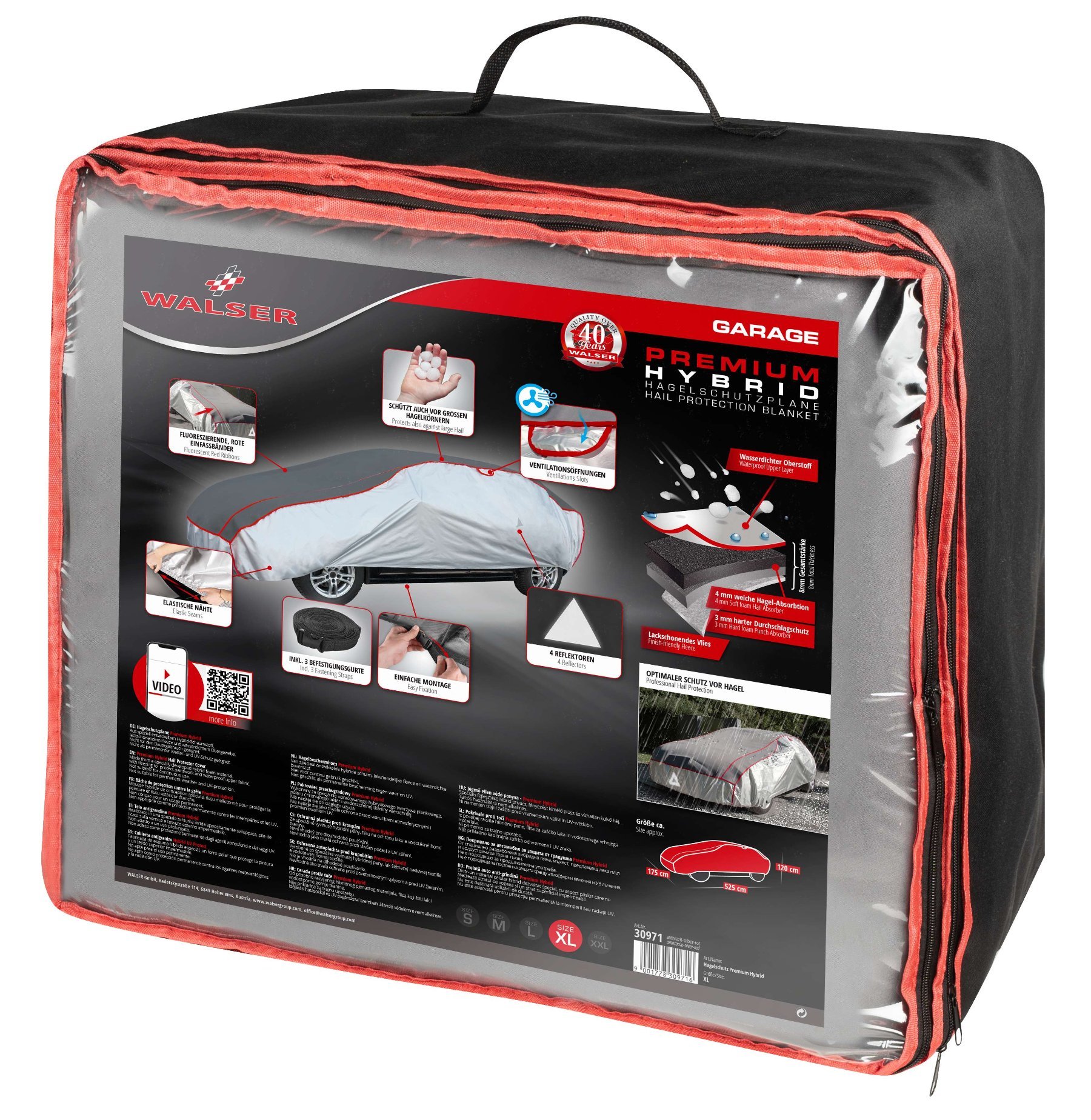 PKW Hagelschutzplane Premium Hybrid, Hagelschutzgarage Größe XL