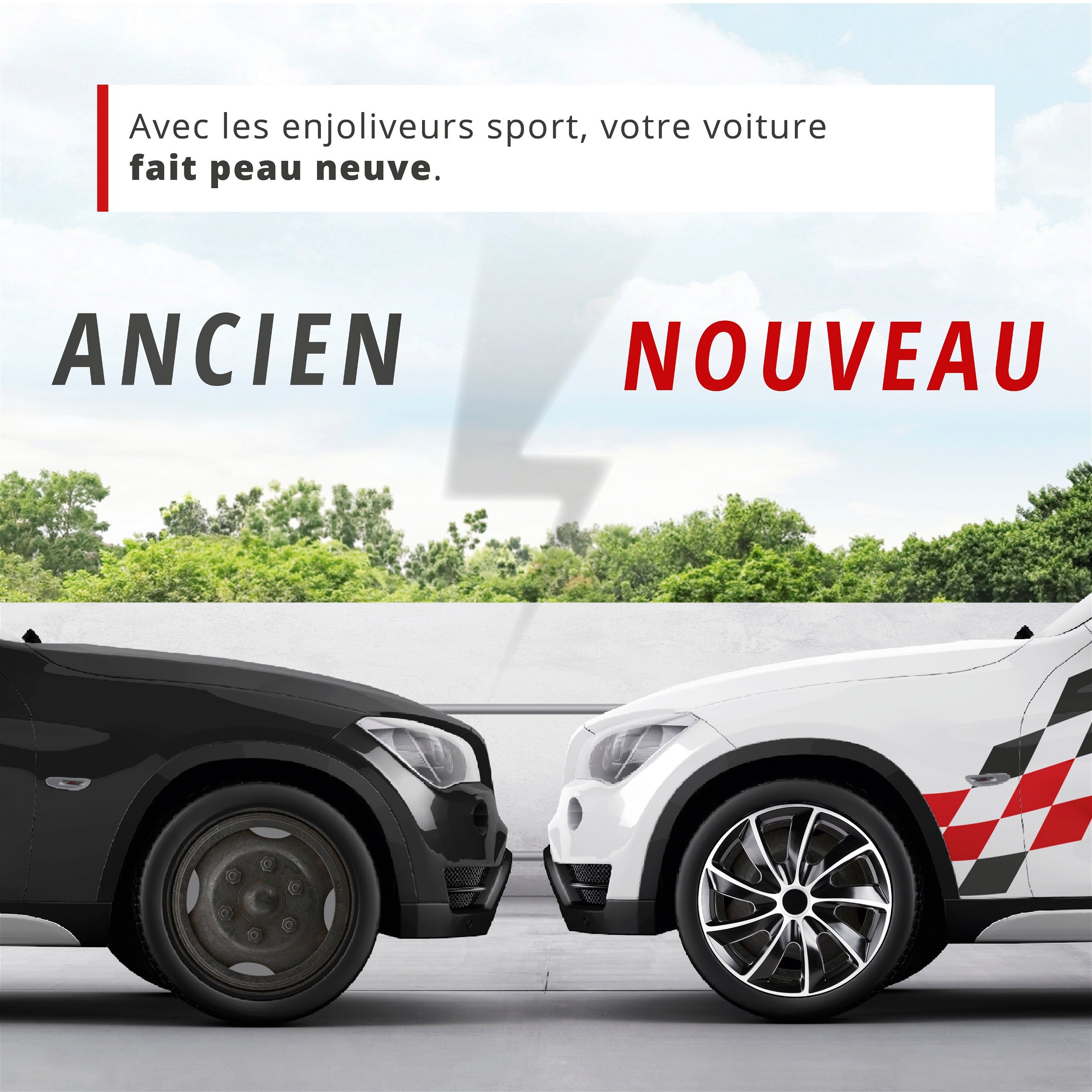 Enjoliveurs New Racer 16", 4 pièce noir/argent