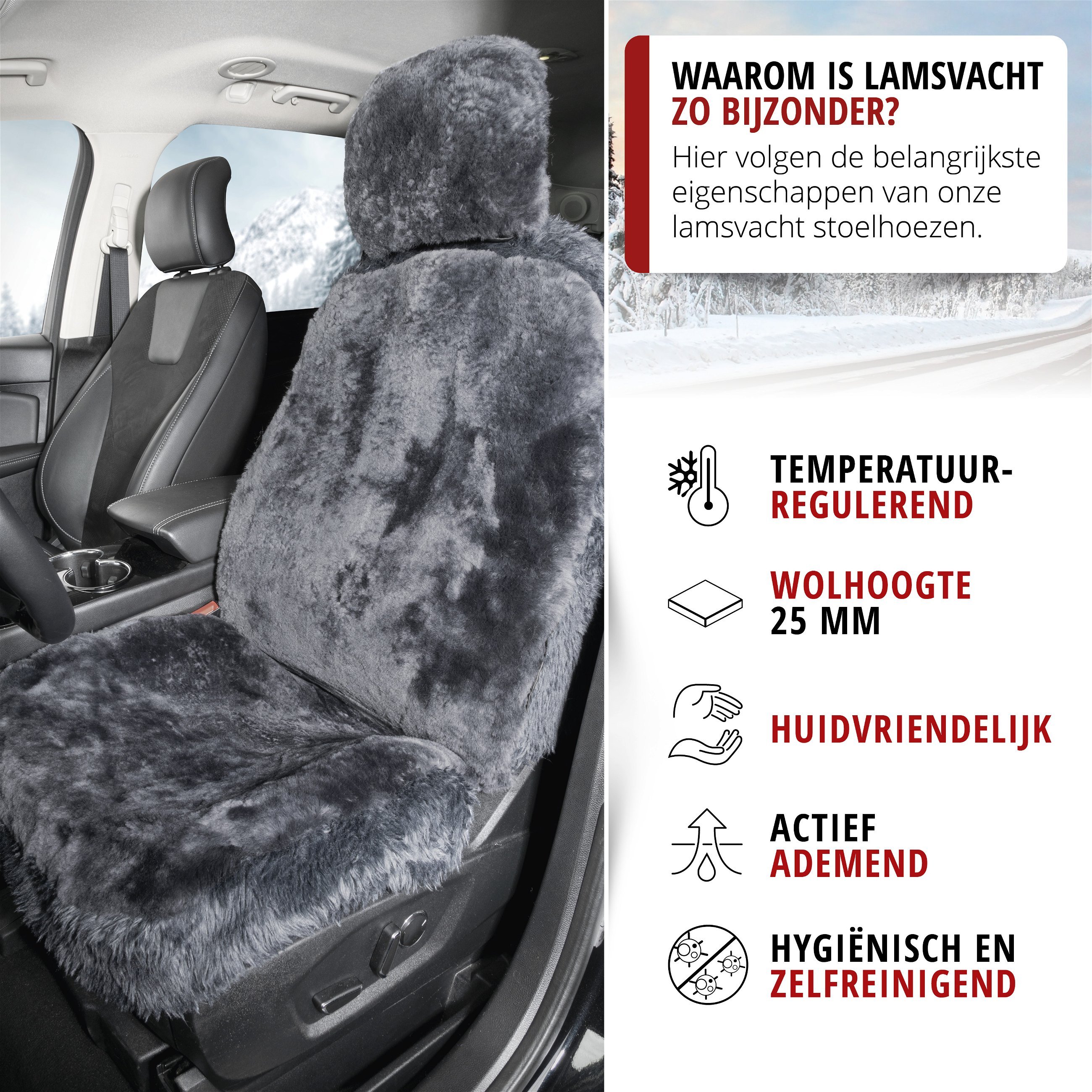 Autostoelhoes Lamsvel Maya antraciet