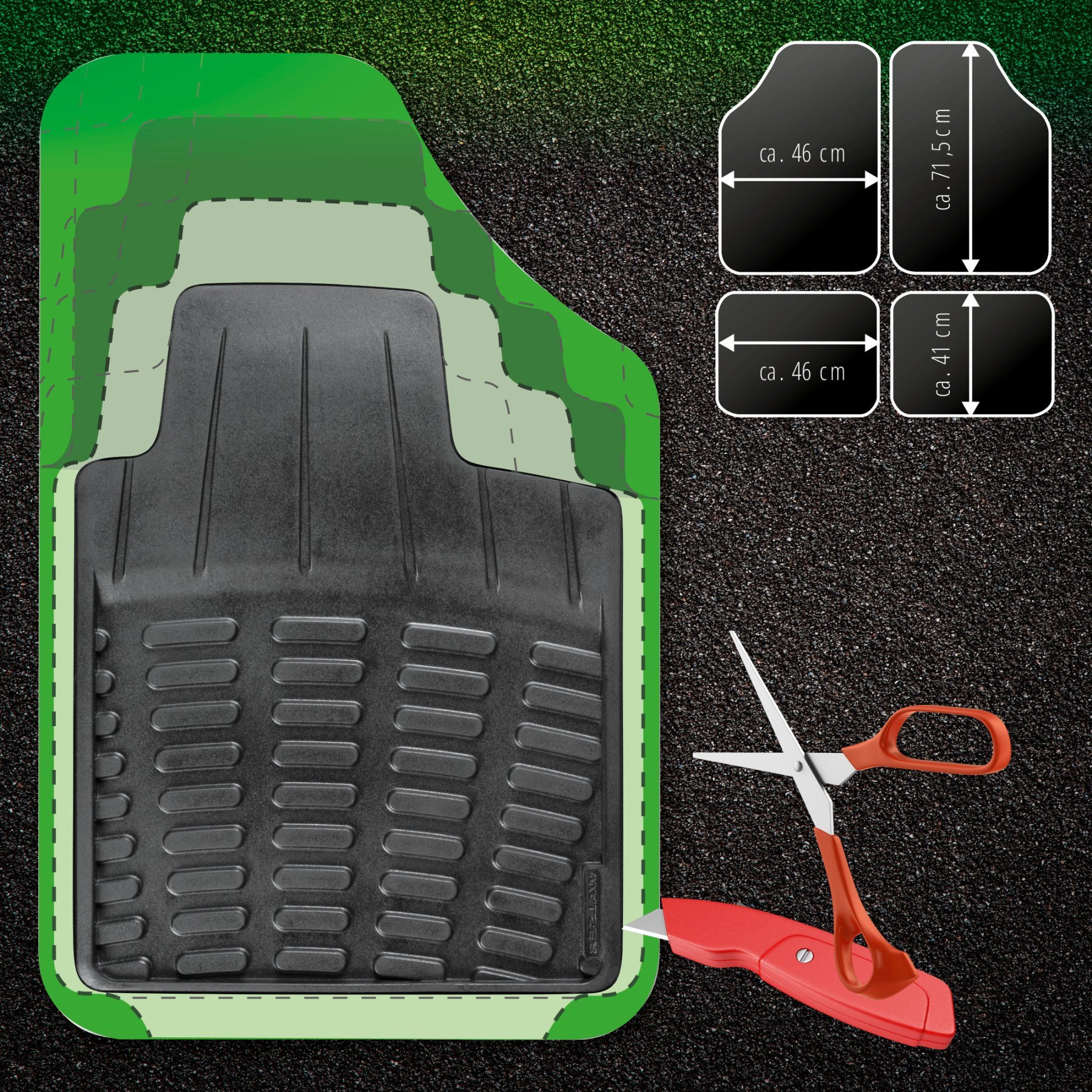 Gummimatte Maximus Plus, zuschneidbares Automatten-Set schwarz