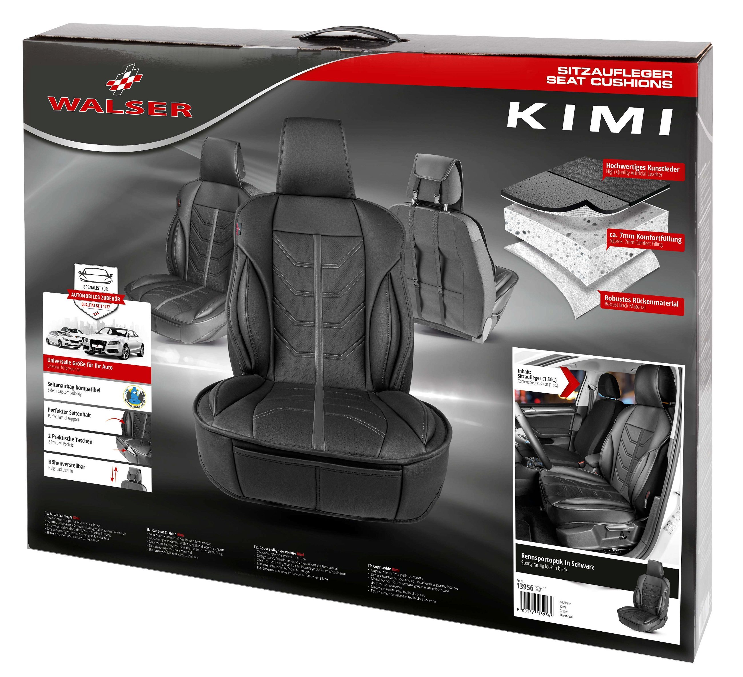 Car Seat cover Kimi, seat protector for cars in racing look black