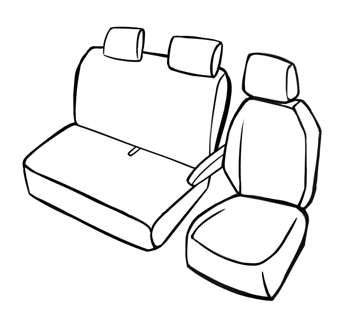 Premium autostoelhoezen compatibel met Renault Trafic enkele zetel voor en dubbele bank in kunstleder vanaf bouwjaar 2014 - Vandaag