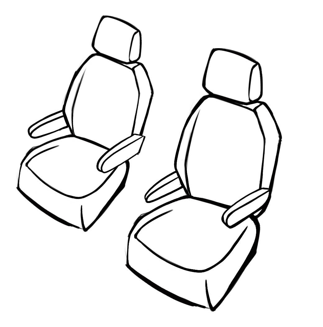 Premium Housse de siège pour VW T6 2 sièges simples à l'avant 2015- auj.