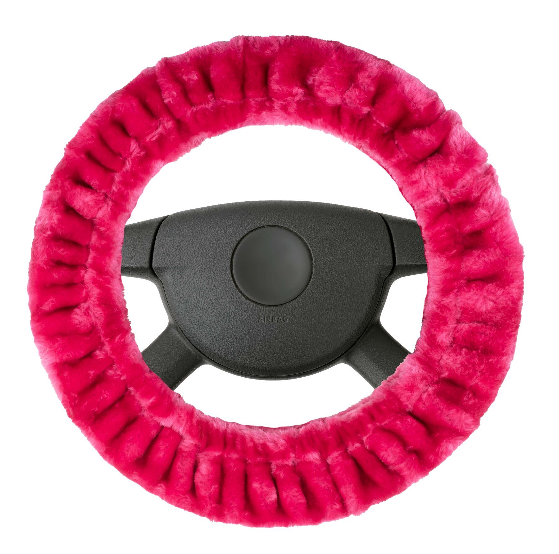 Steering wheel cover Teddy Plush faux fur vegan pink