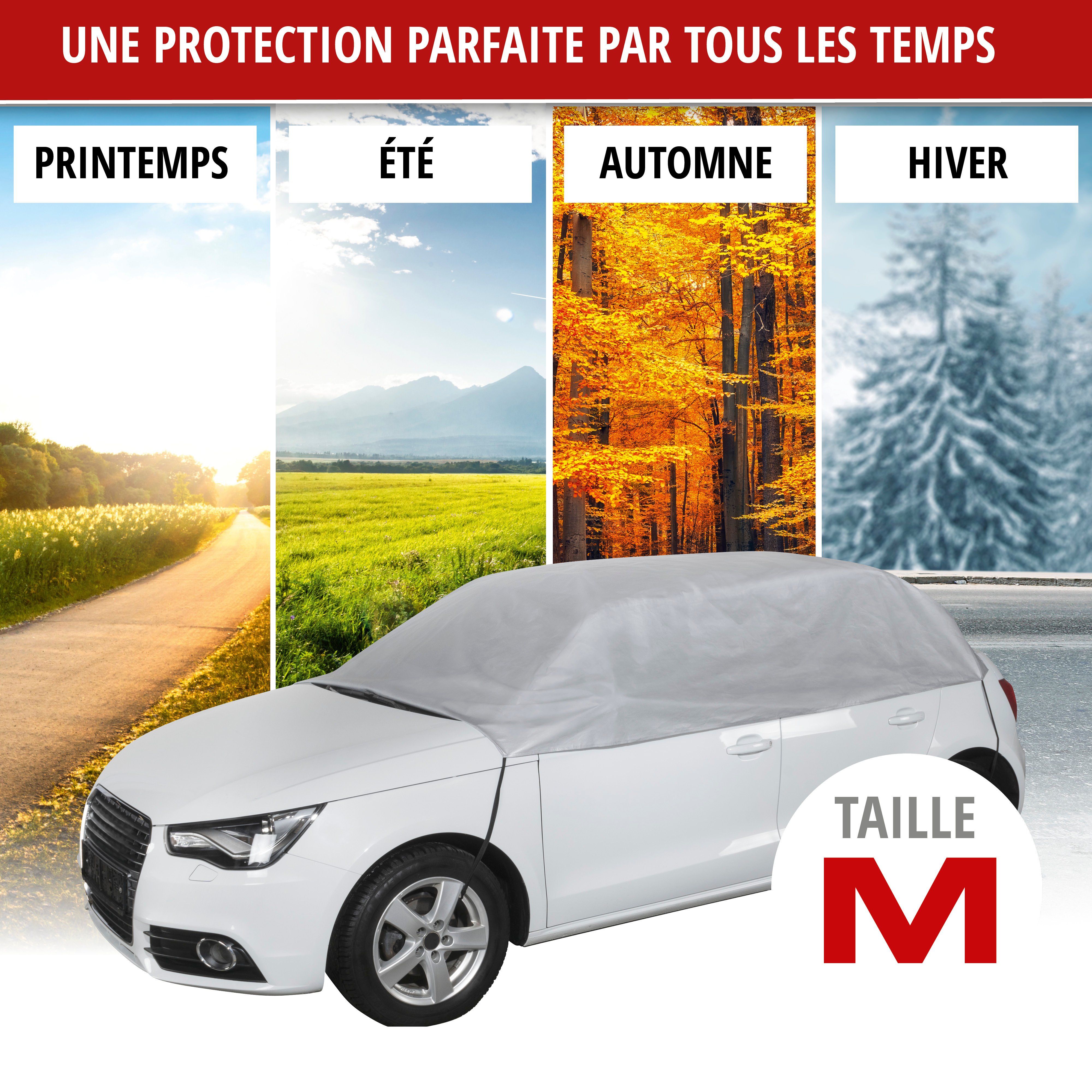 Bâche pour voiture All Weather Light demi-garage taille M gris clair