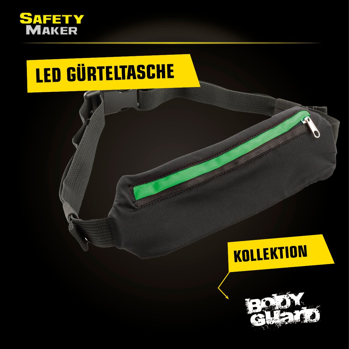 LED Gürteltasche schwarz grün