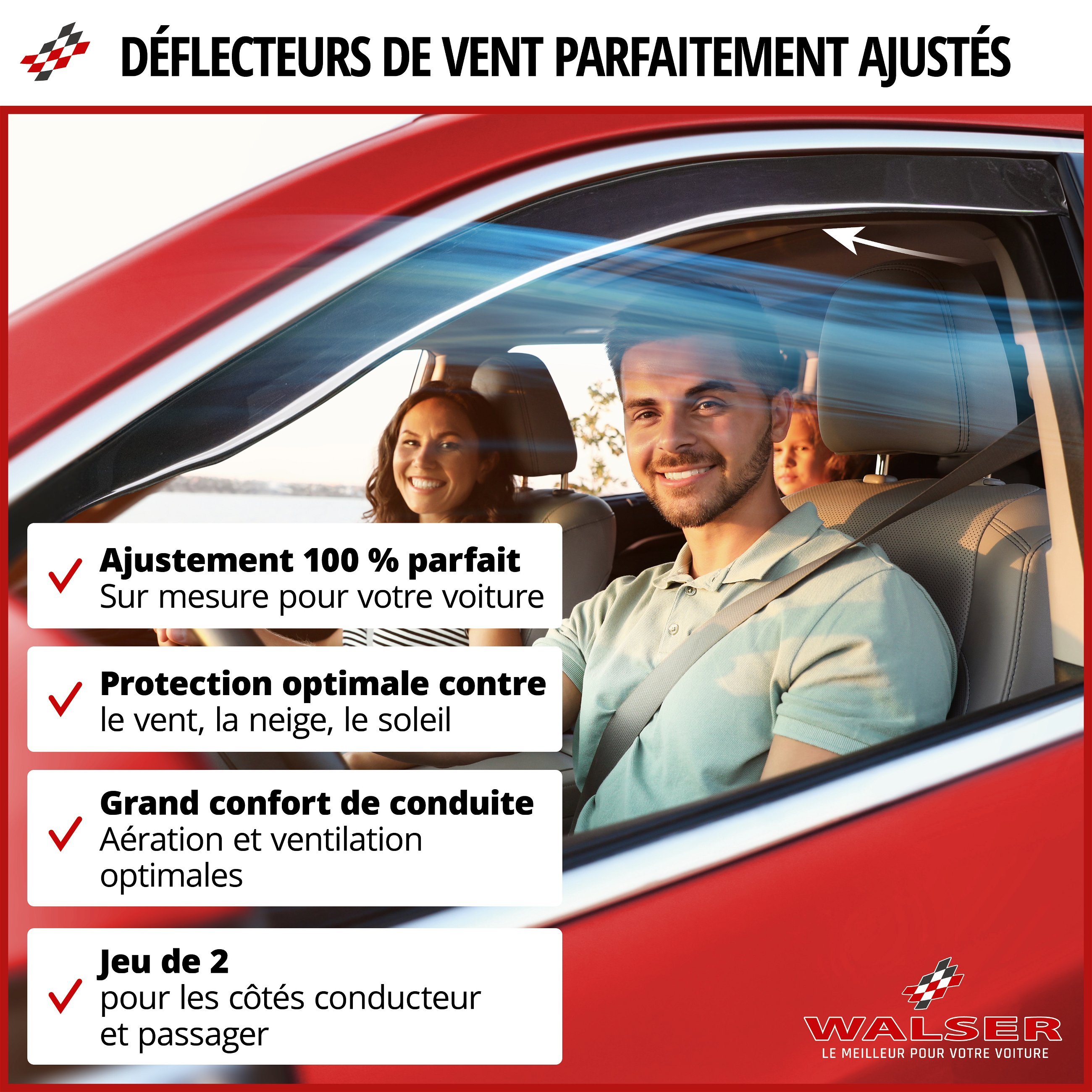 Déflecteurs d'air / de vent à coller pour Toyota Land Cruiser Prado 150  2009-2014;2014+ (les avants s'adaptent également au modèle 3 portes) /  Lexus GX 2009- 4 avant et arrière 