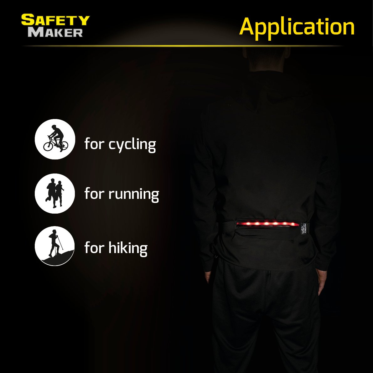 LED belt pouch black red