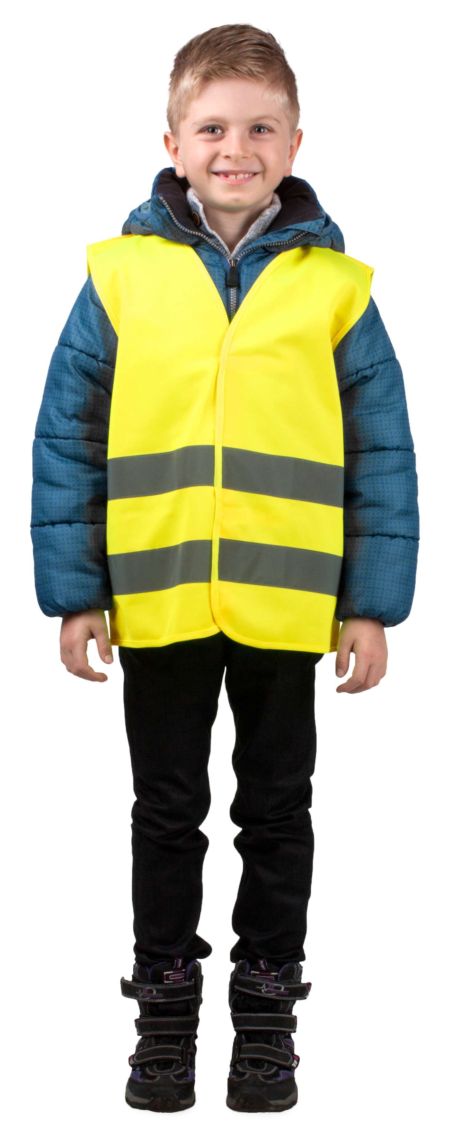 Veiligheidsvest voor kinderen XS, hoge zichtbaarheidsvest geel, reflectorvest