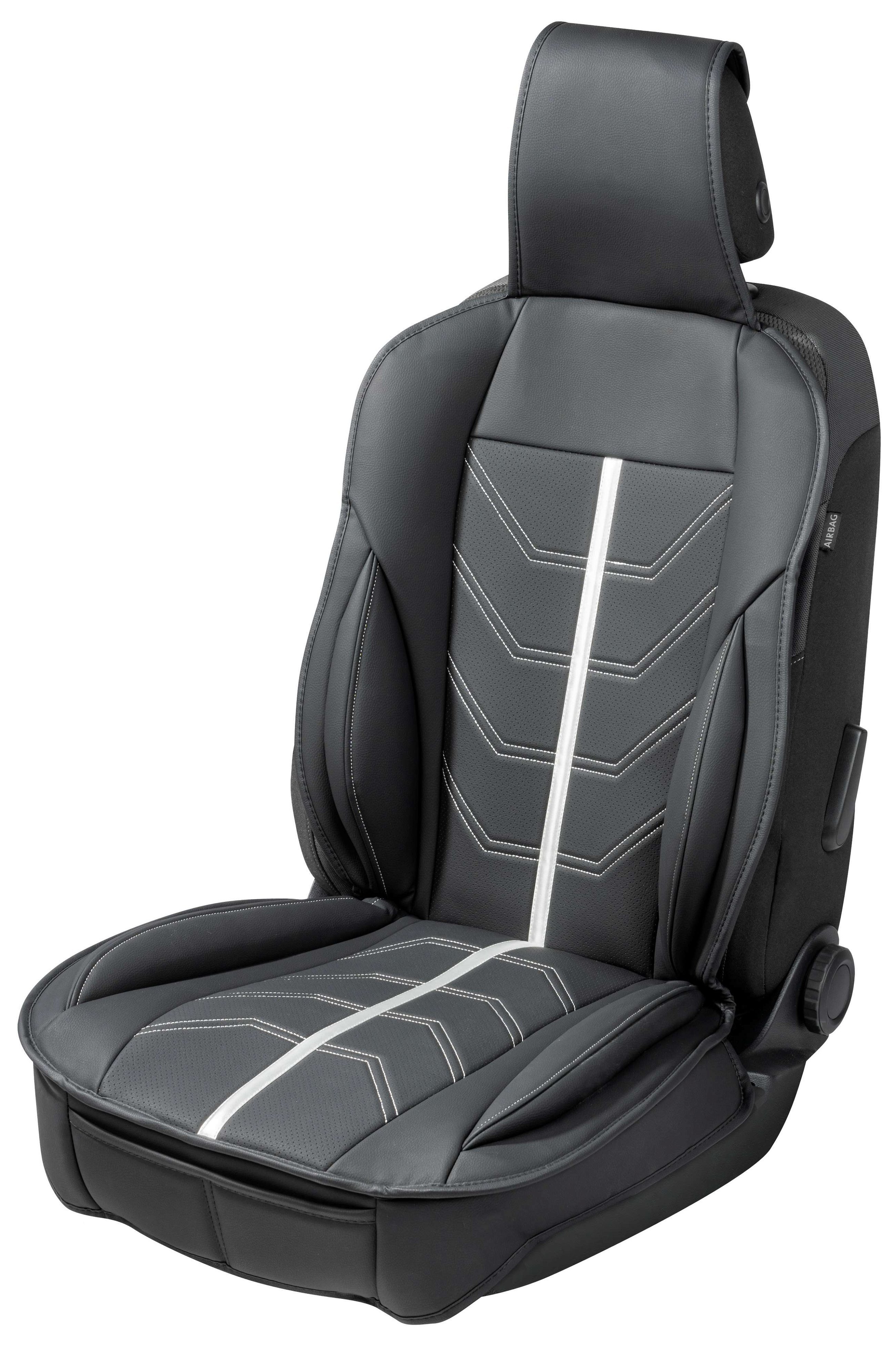 PKW Sitzauflage Kimi, Auto-Sitzaufleger im Rennsportdesign schwarz/silber