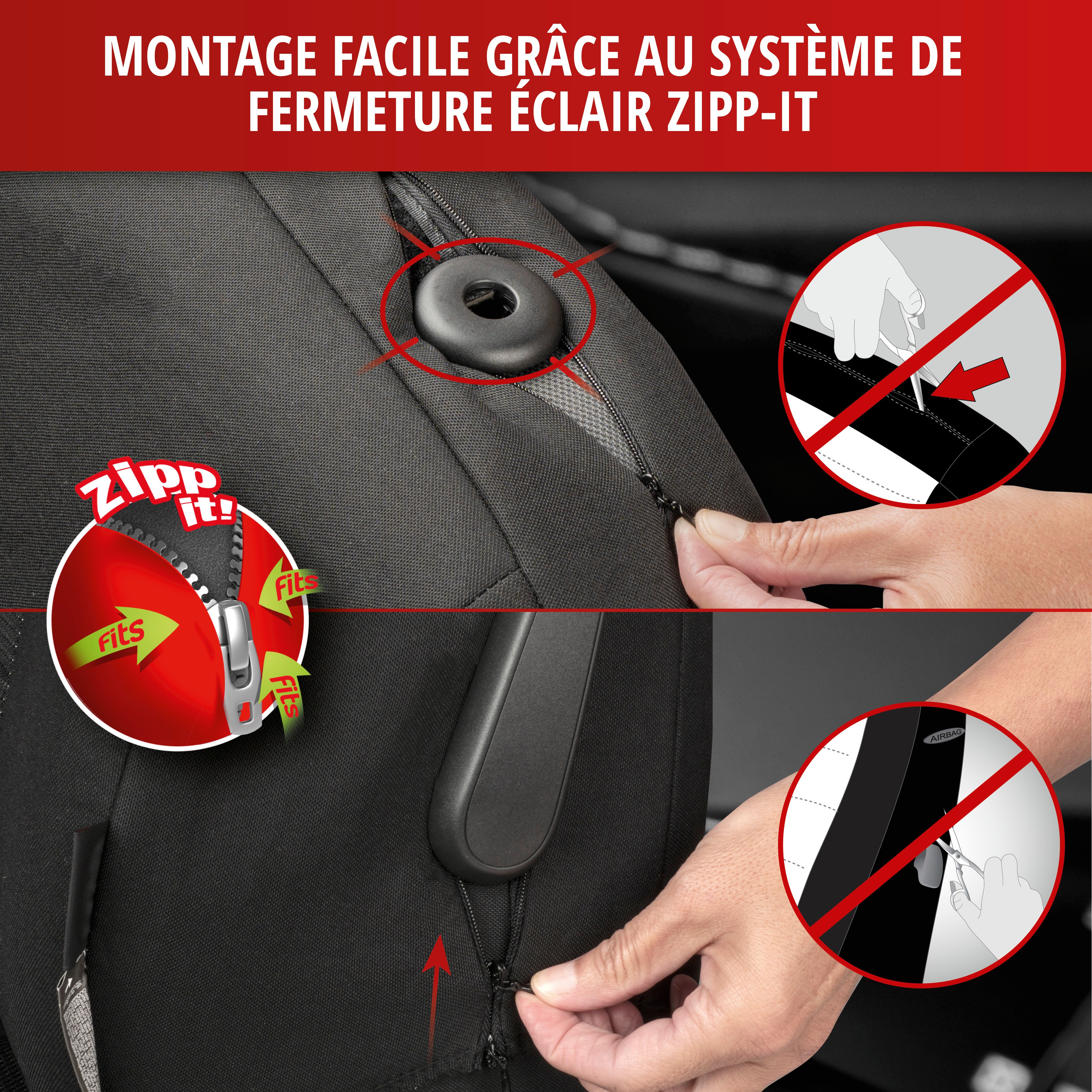ZIPP IT Premium Inde - Housses de sièges pour deux sièges avant avec système de fermeture éclair